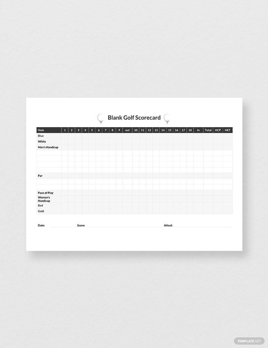 Blank Golf Scorecard Template In Word Pages PDF Google Docs Download Template