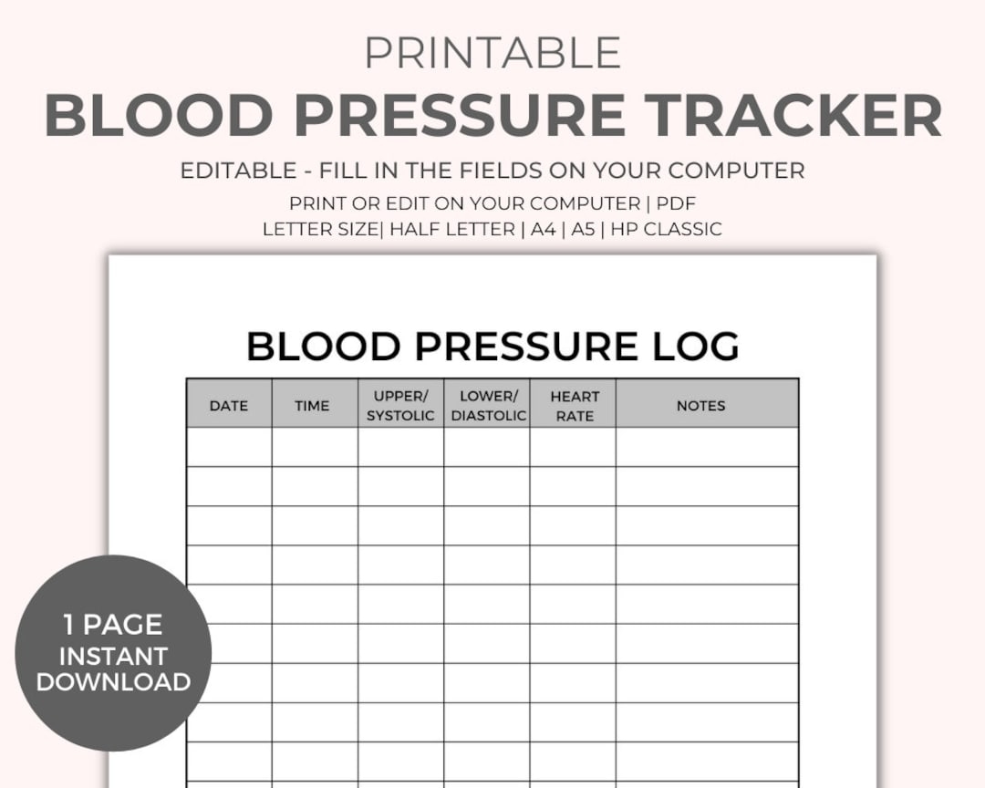 Blood Pressure Monitoring Chart Template