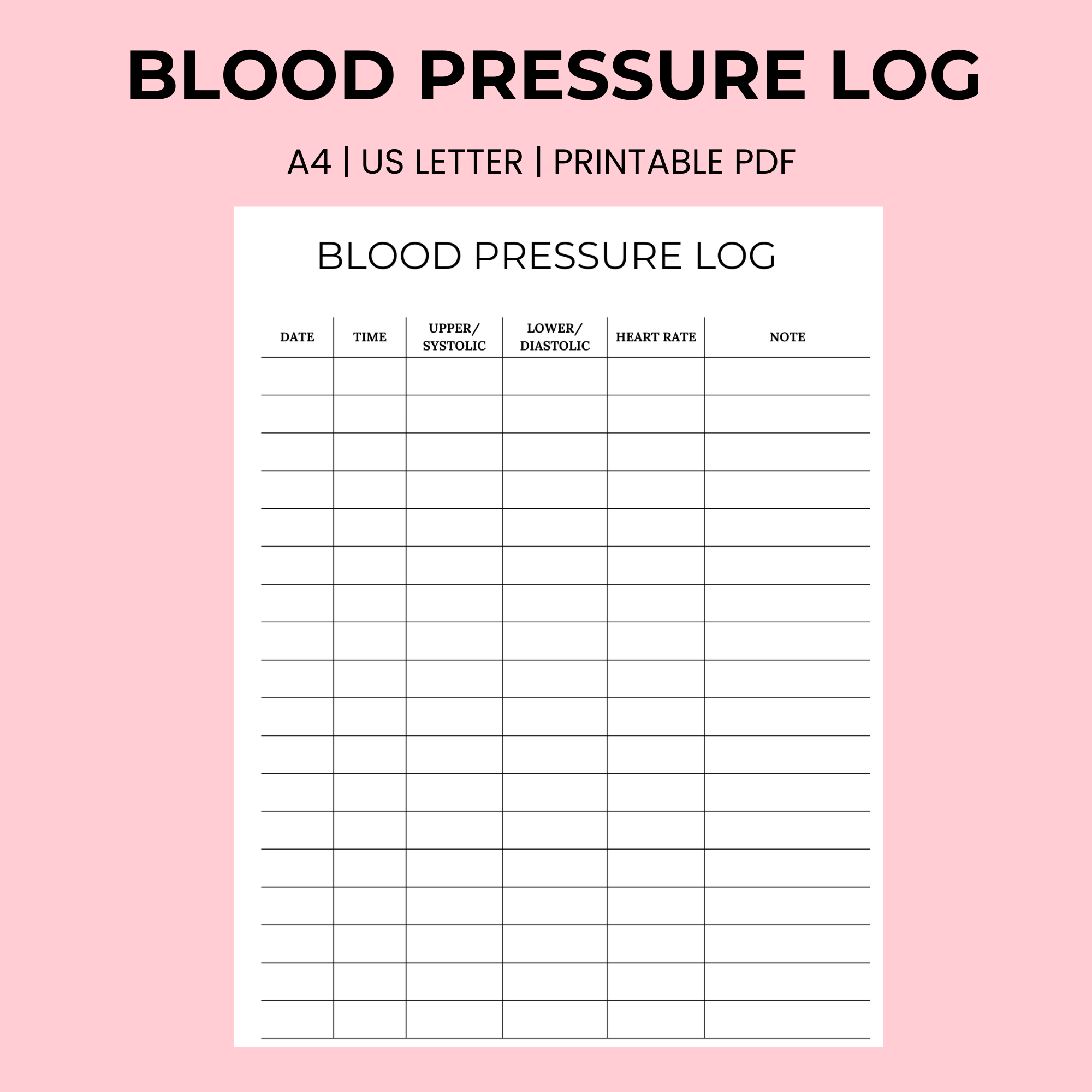 Blood Pressure Log Free Printable