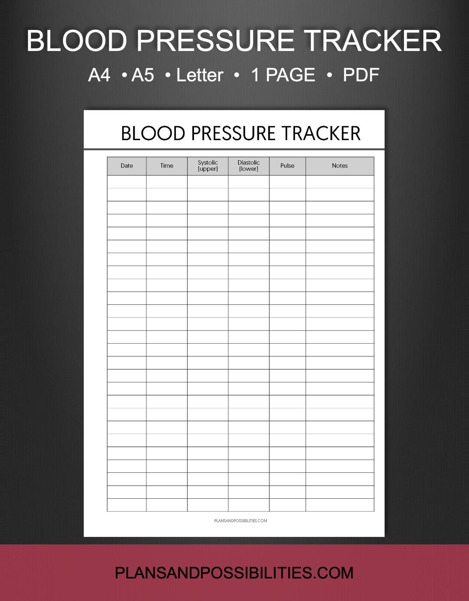 Blood Pressure Tracking Chart Template