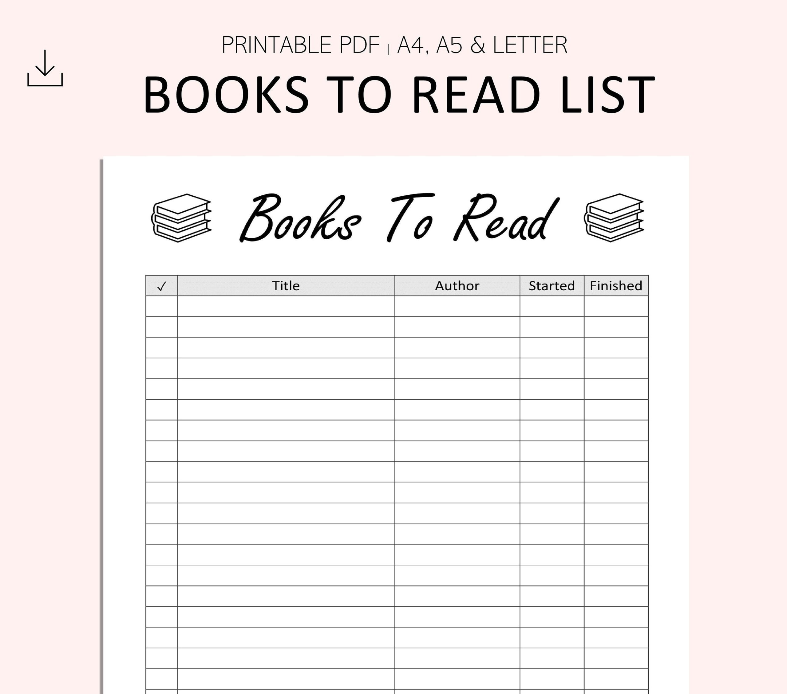 To Be Read List Template