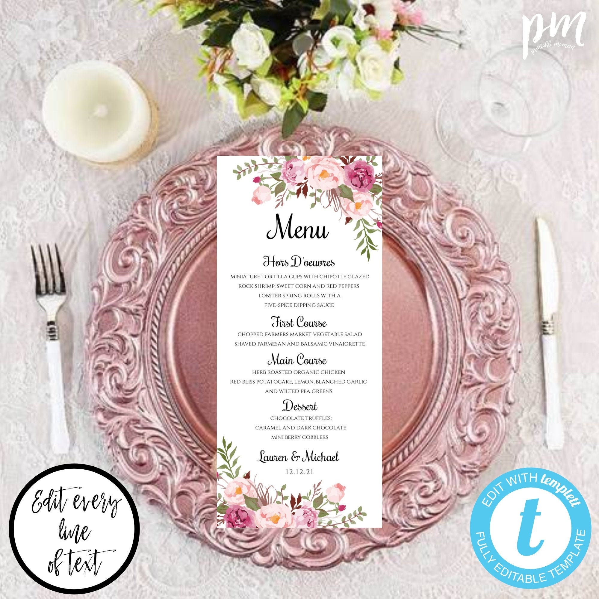 Free Printable Bridal Shower Menu Templates