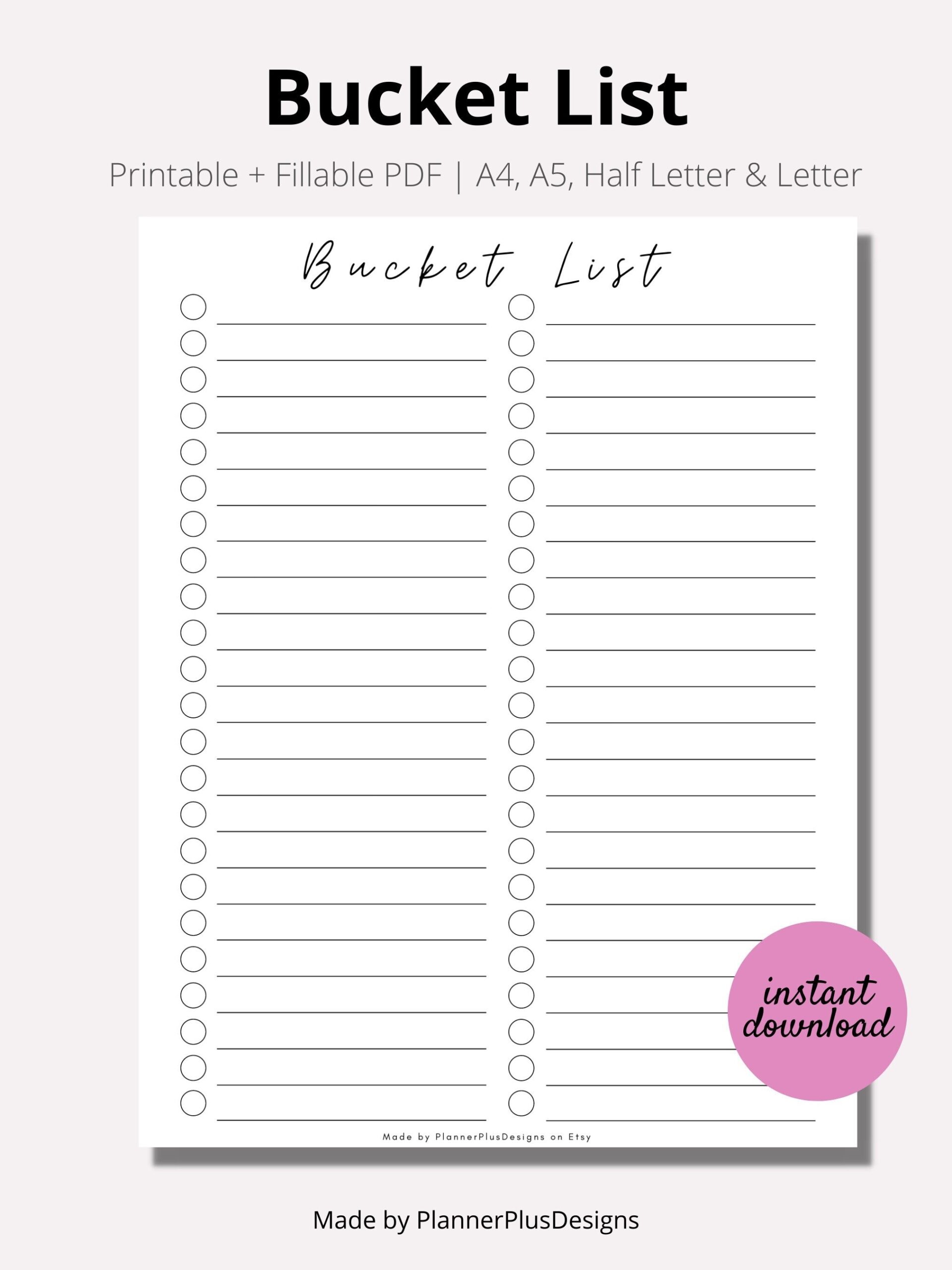 Template Bucket List