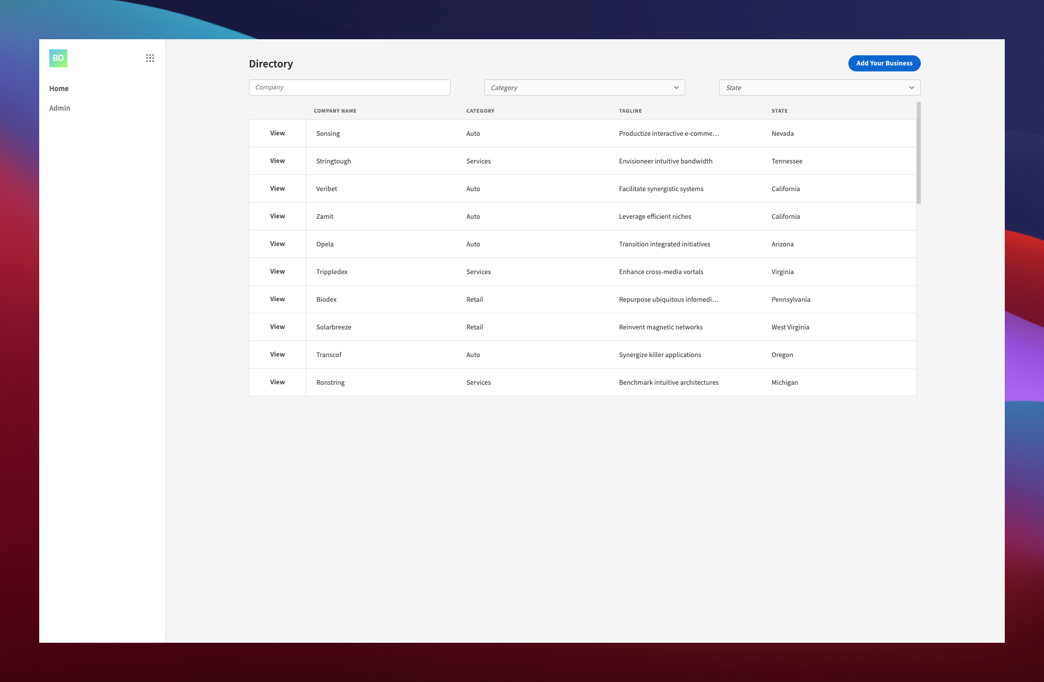 Business Directory Template Budibase Low Code Platform