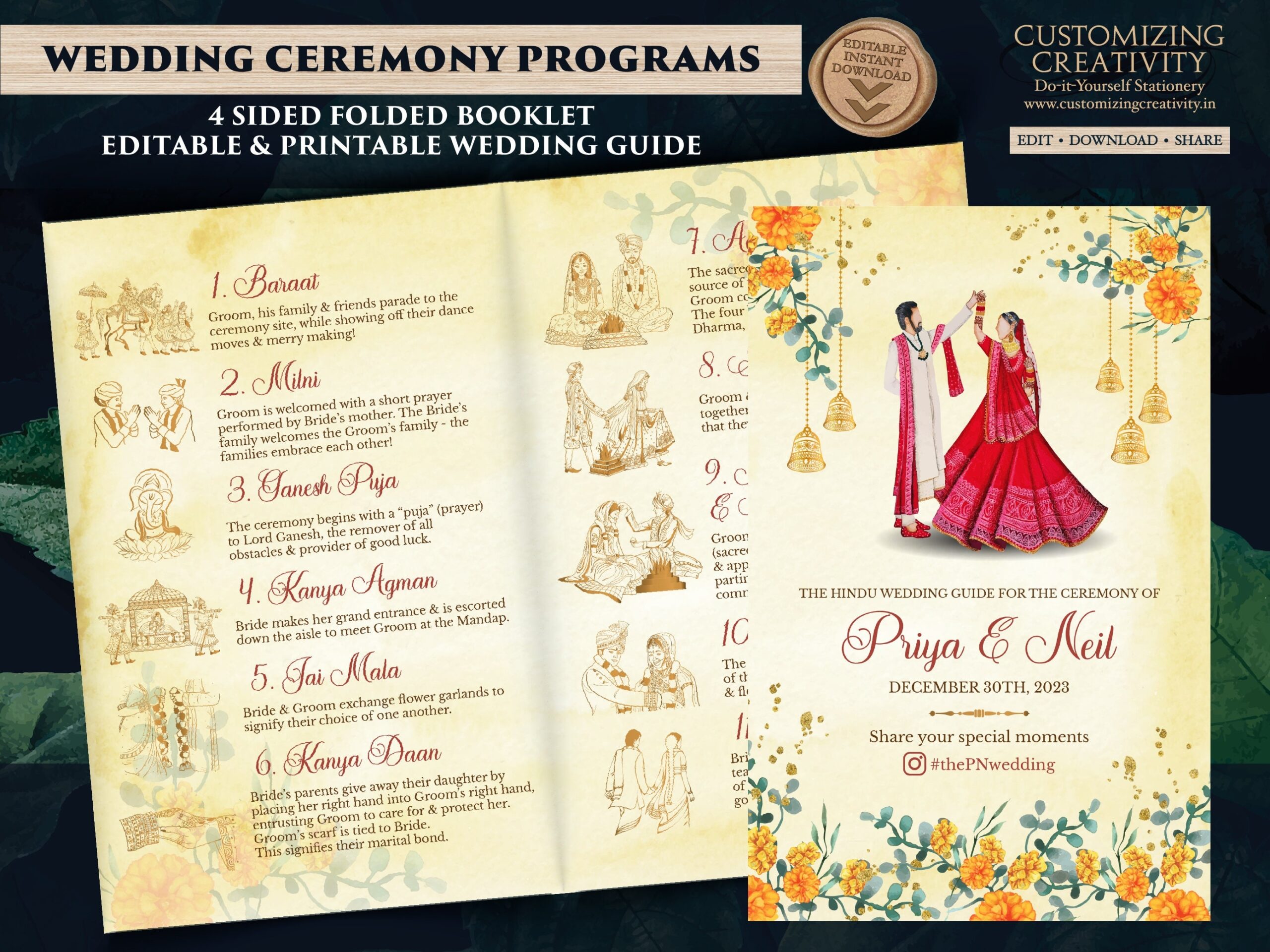 Buy Indian Wedding Program Template As Hindu Wedding Program Guide 