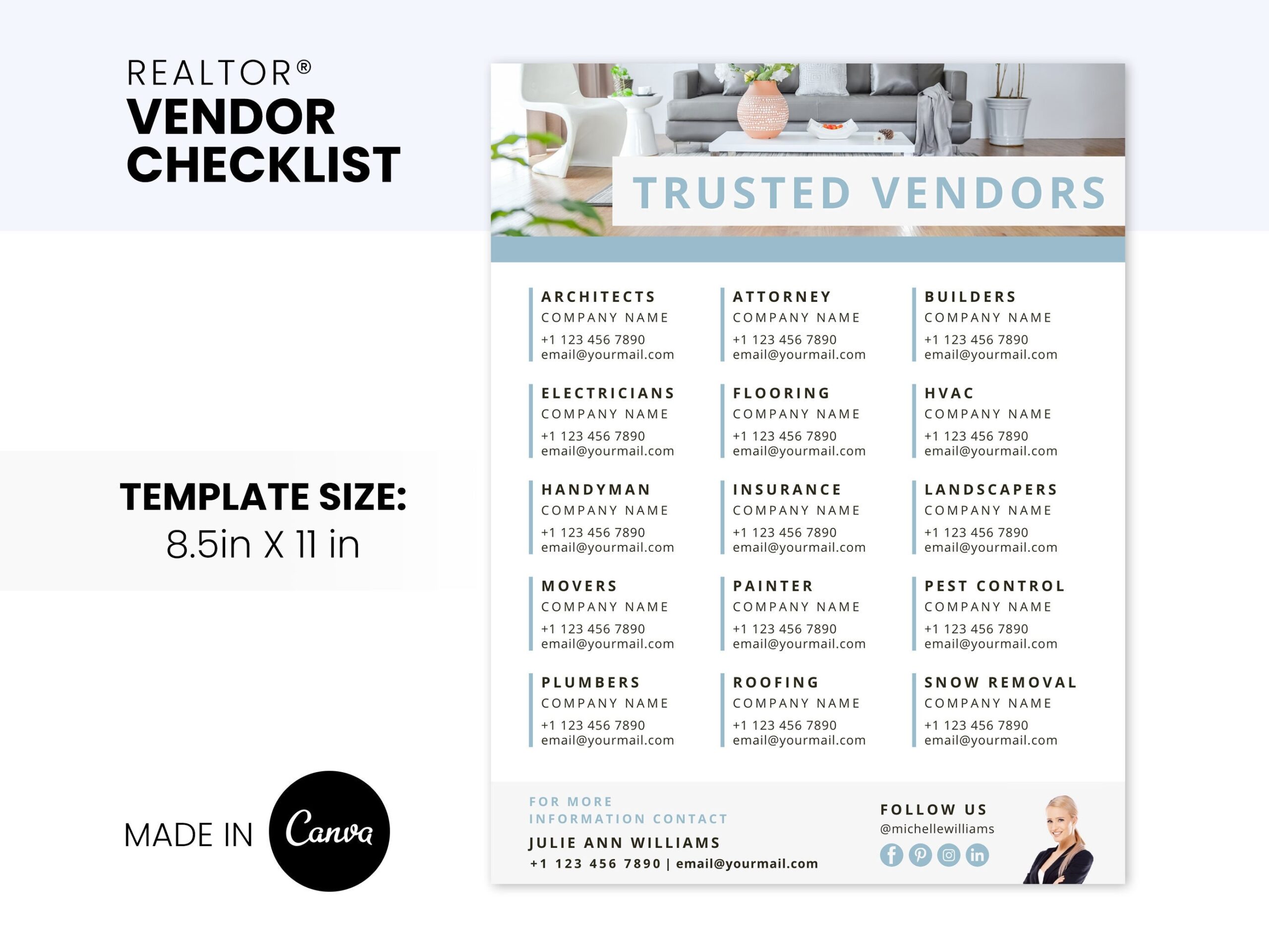 Buy Vendor List Template Recommended Vendors Real Estate Canva 