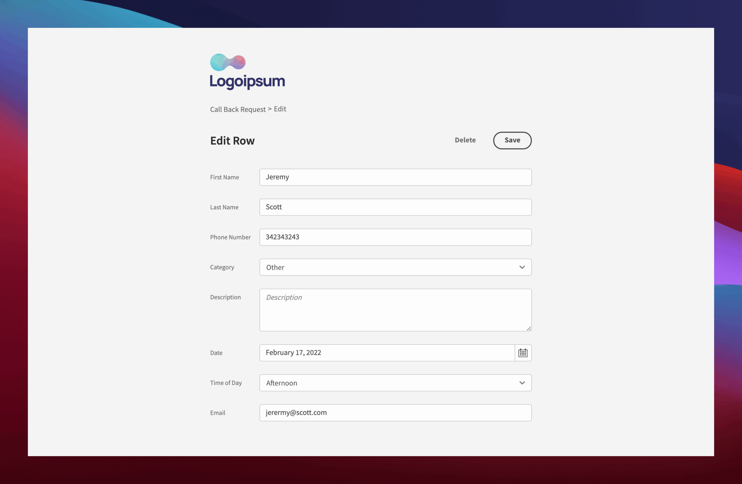 Call Slip Template