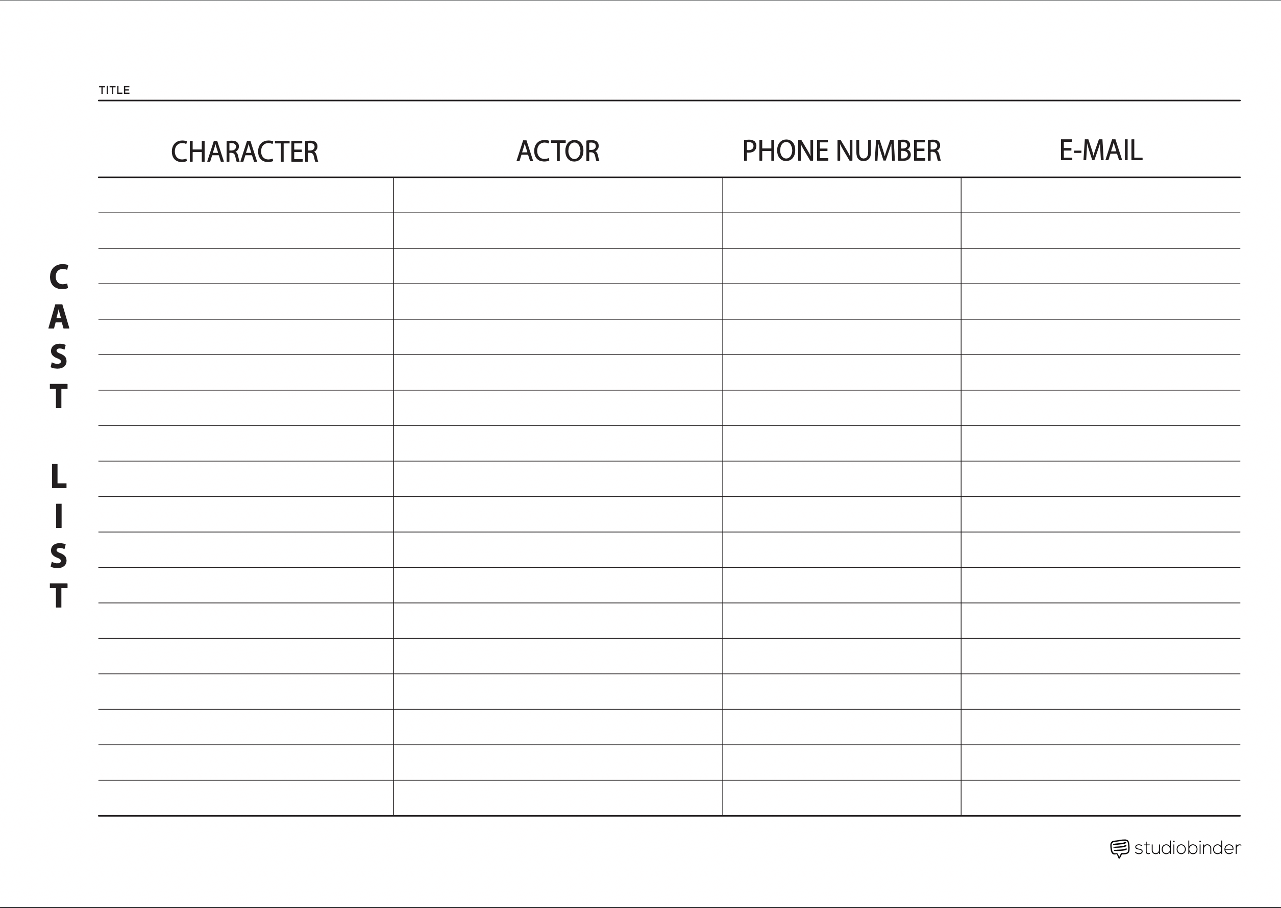 Cast List Template FREE PDF Download U0026 Guide