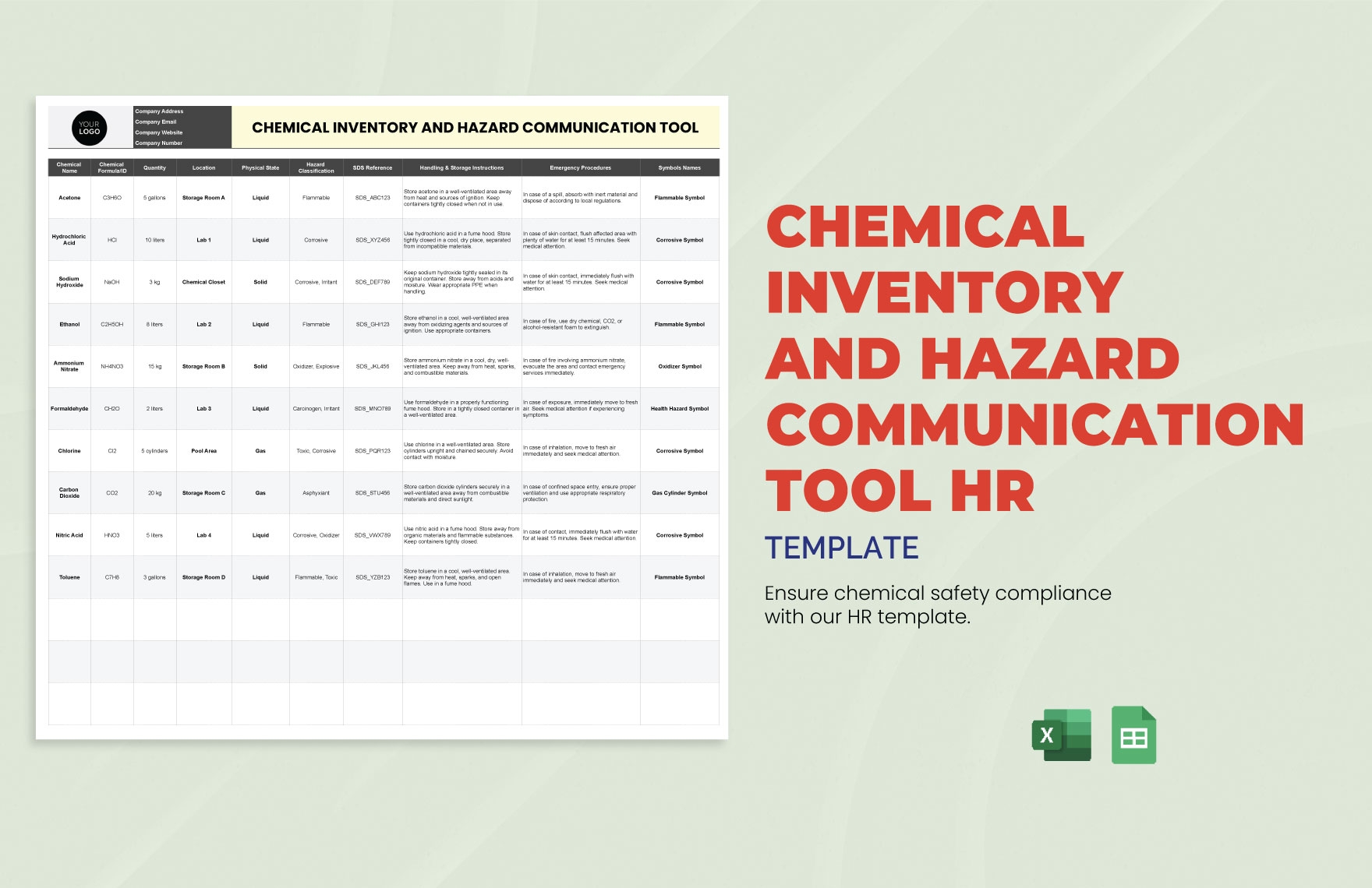 Osha Chemical Inventory List Template