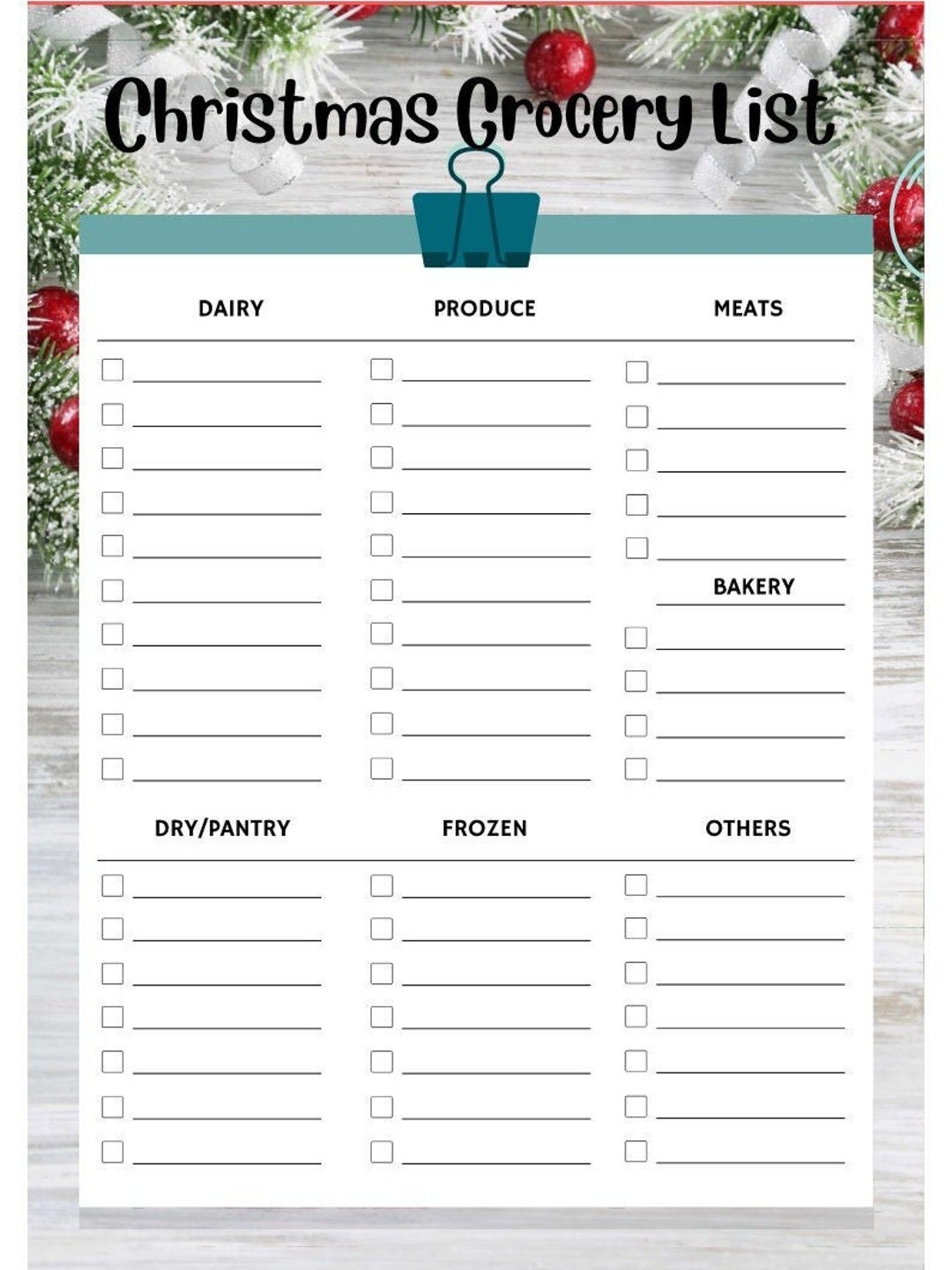 Xmas Shopping List Template