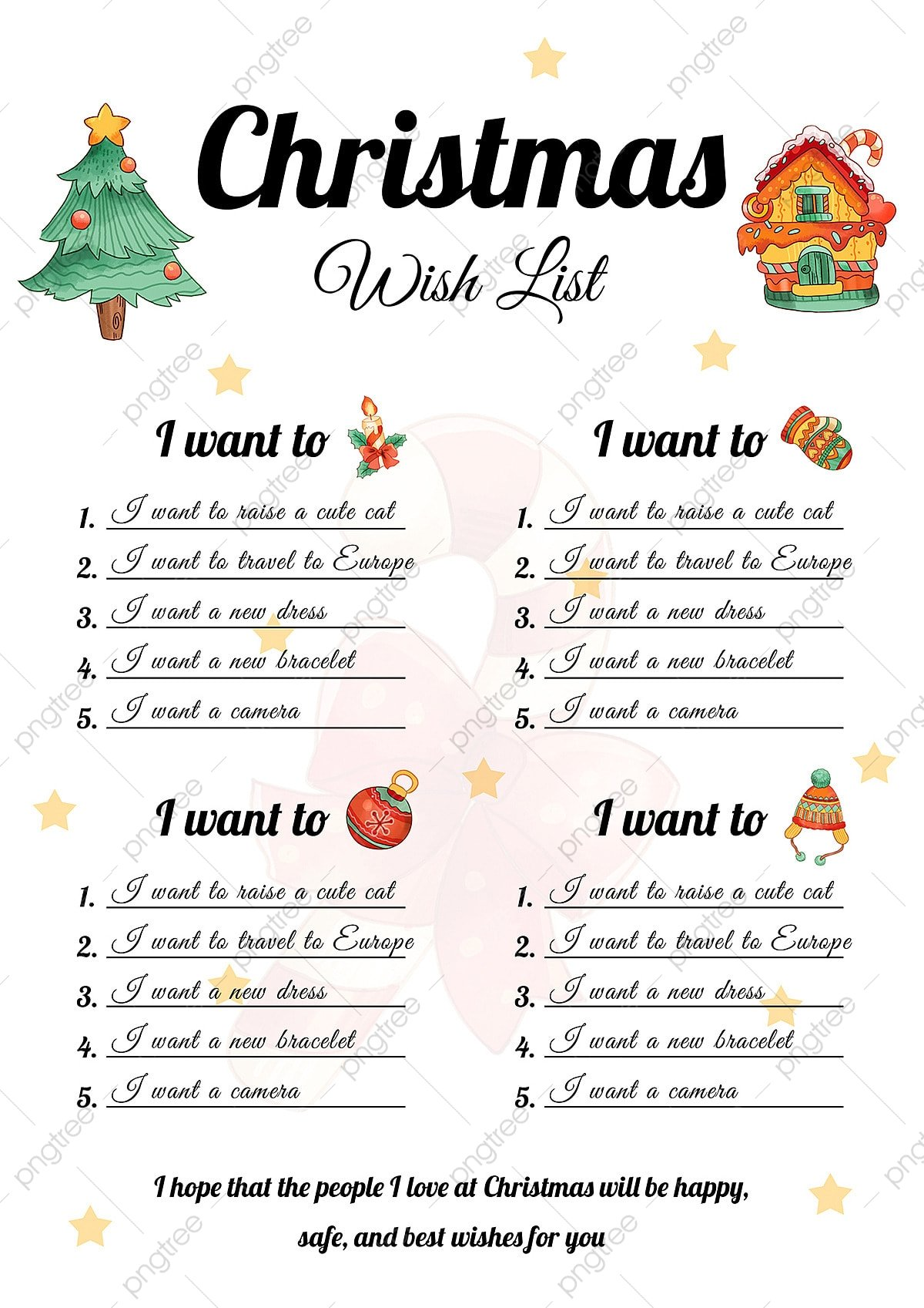 Christmas Wish List Cartoon Cute Template Template Download On Pngtree
