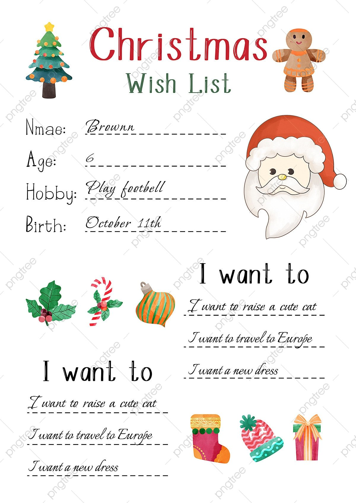 Christmas Wish List White Cartoon Template Template Download On Pngtree