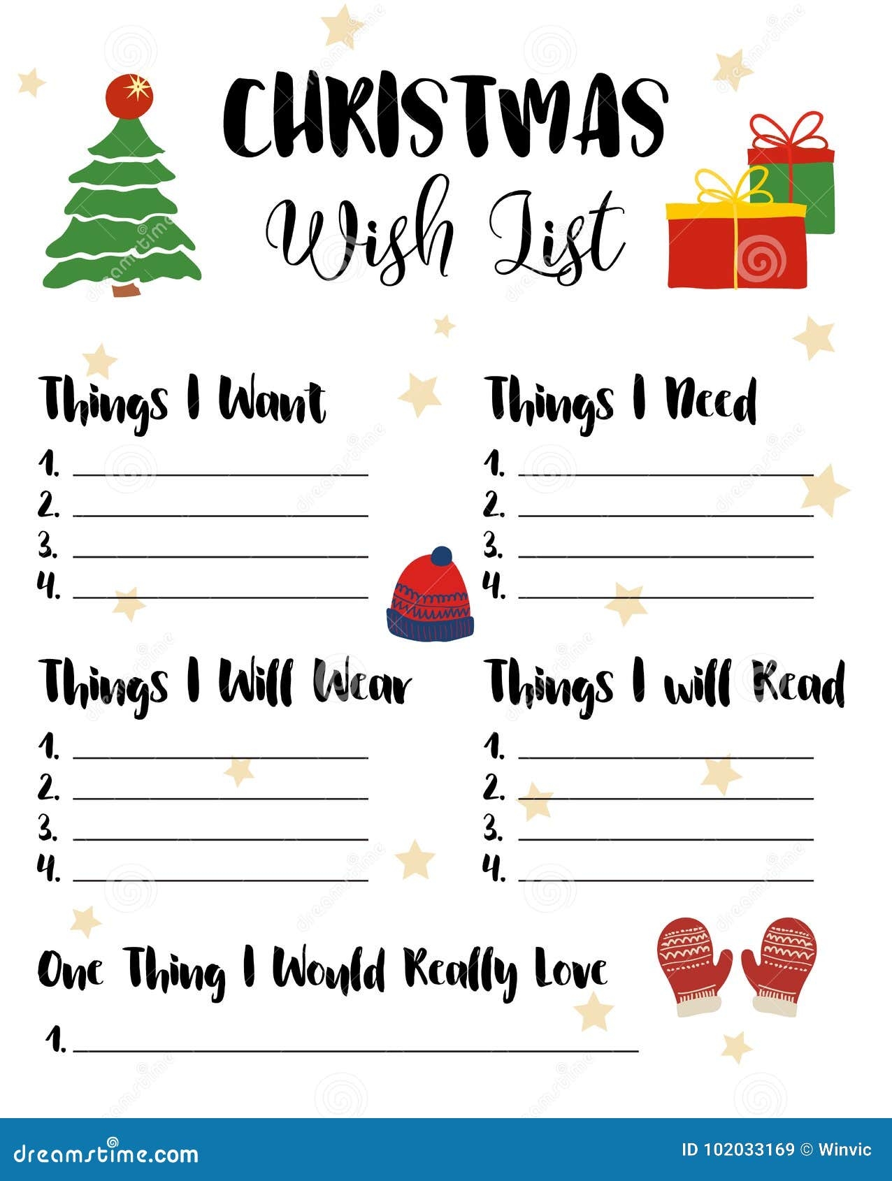 Christmas Wishlist Hand Drawn Vector Illustration Stock Vector Illustration Of Tree December 102033169