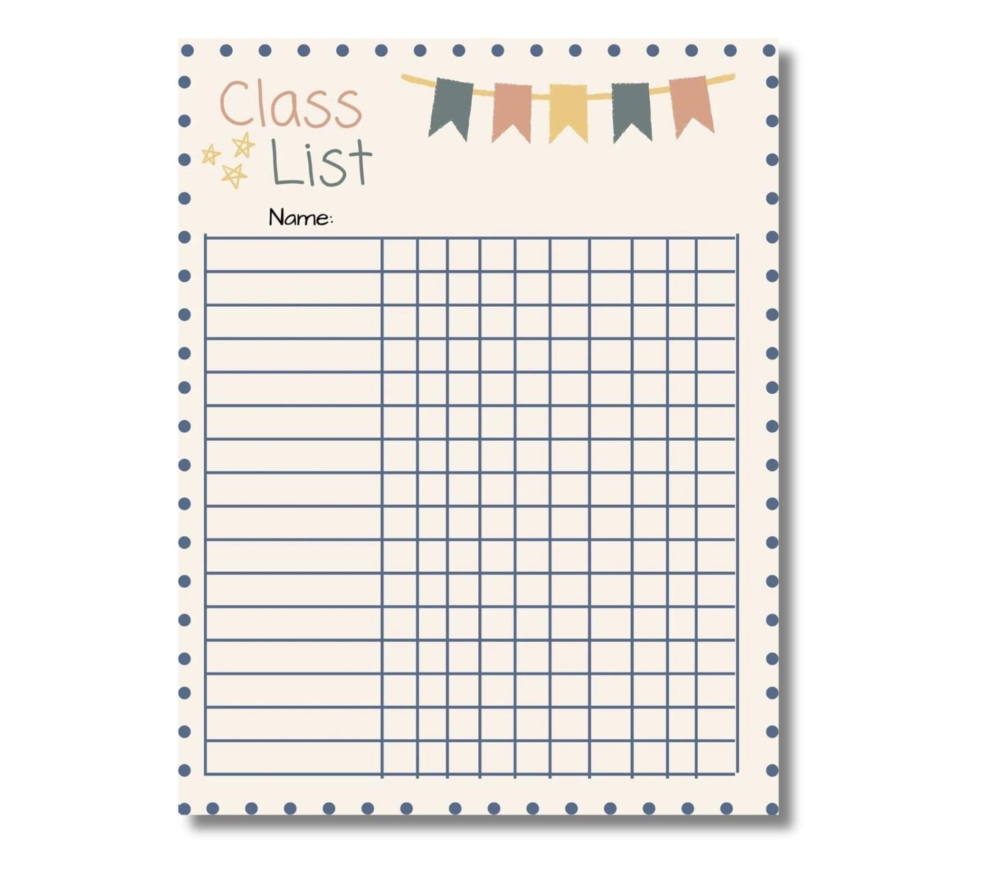 Class List Template Editable