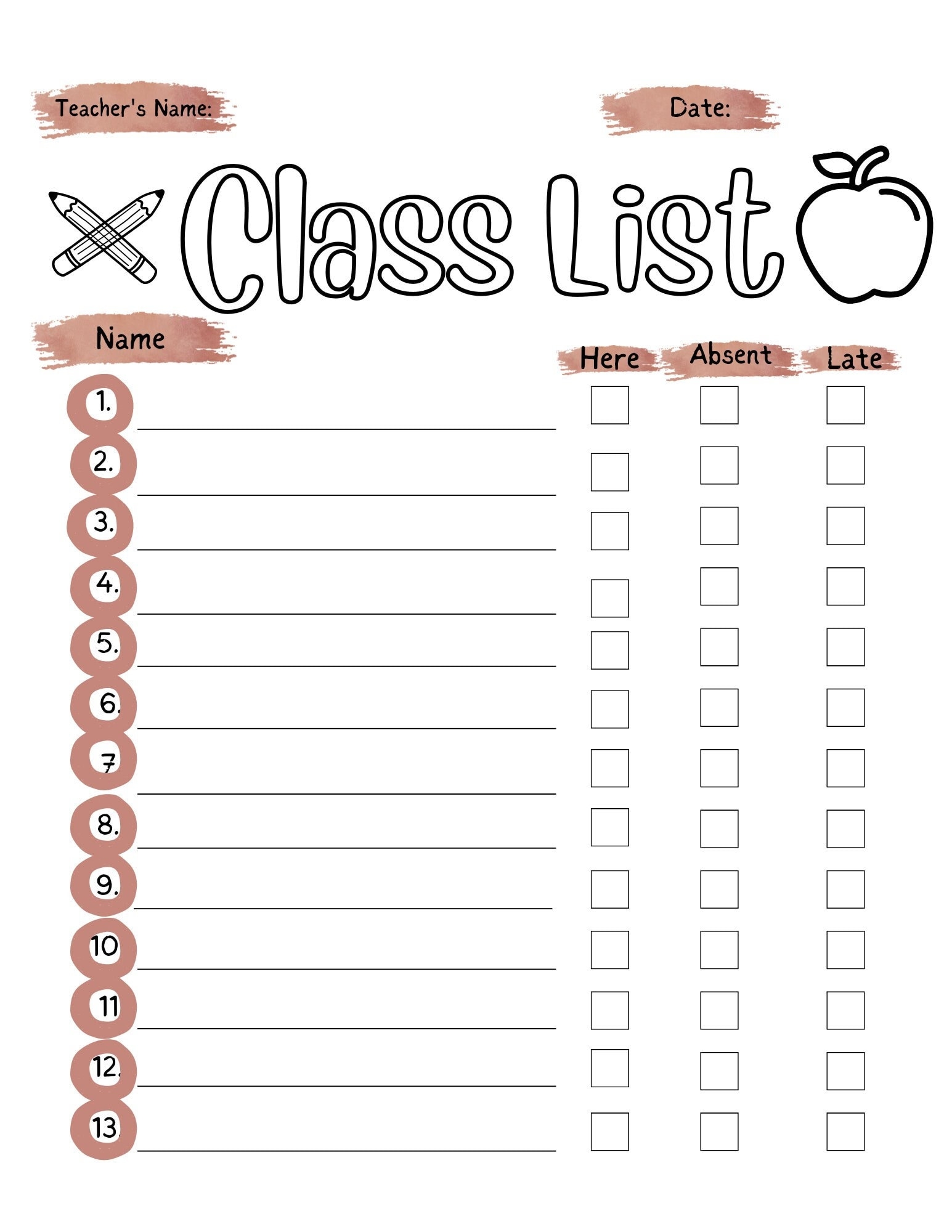 Class Split List Template