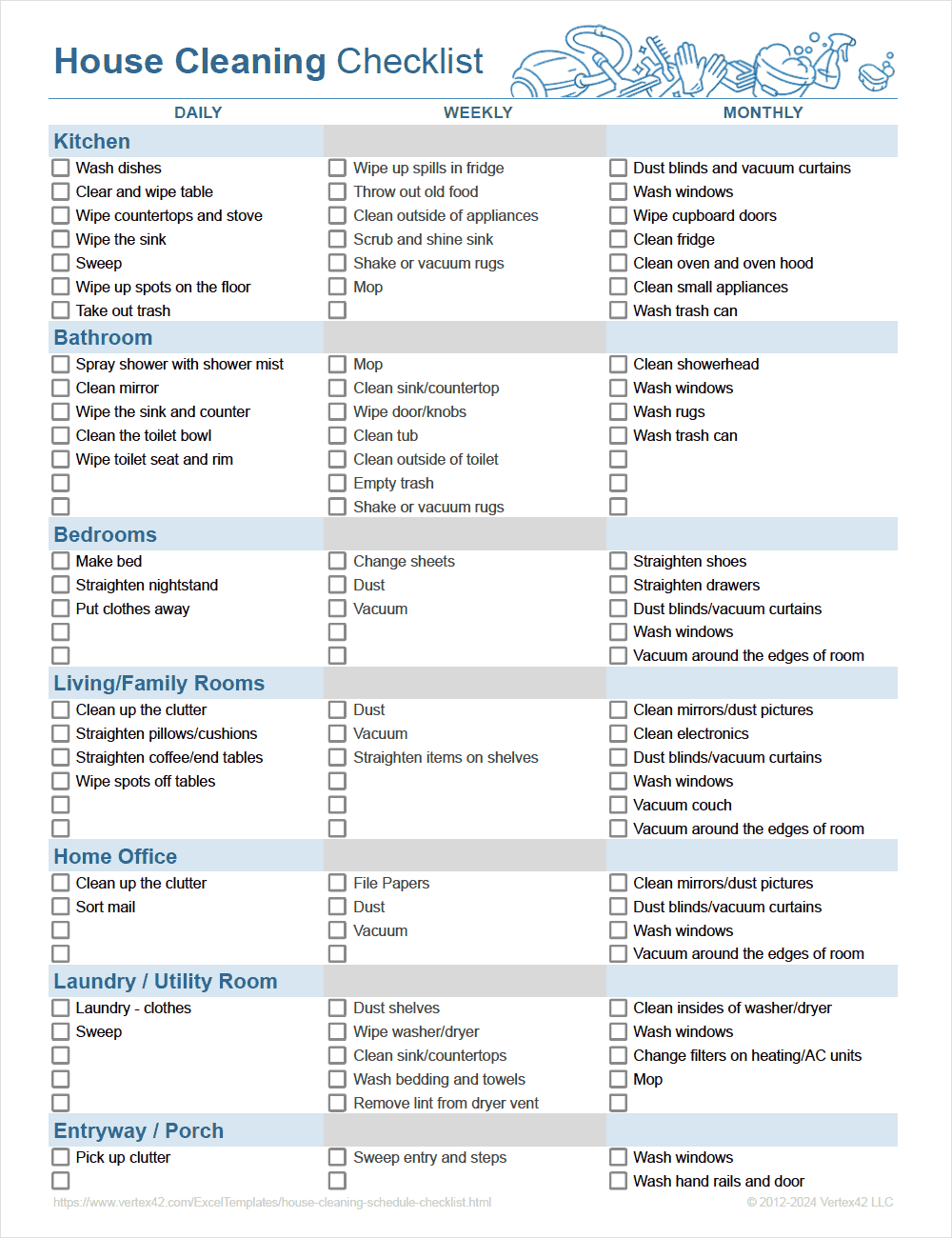 House Cleaning To Do List Template