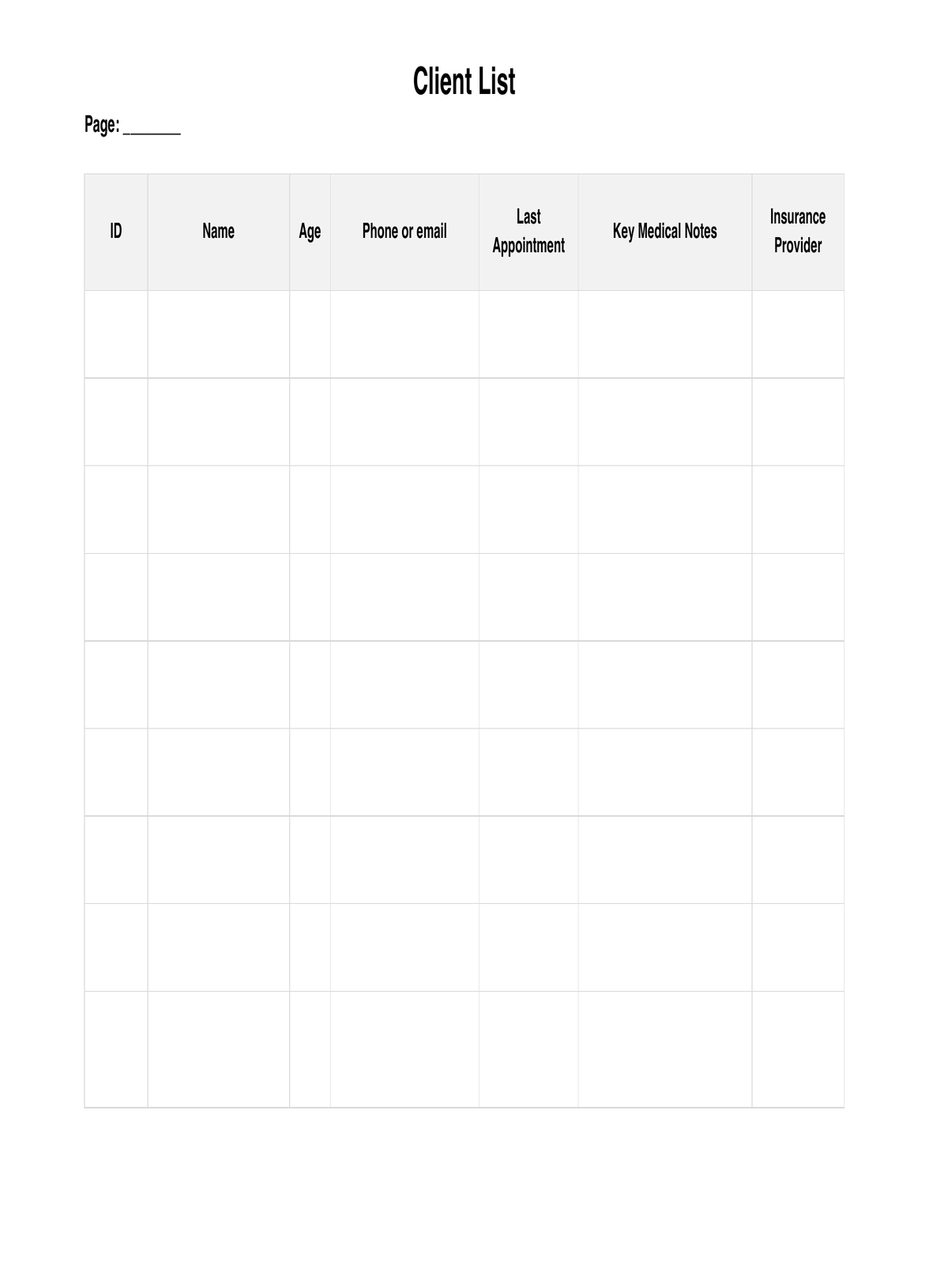Client List Template U0026 Example Free PDF Download