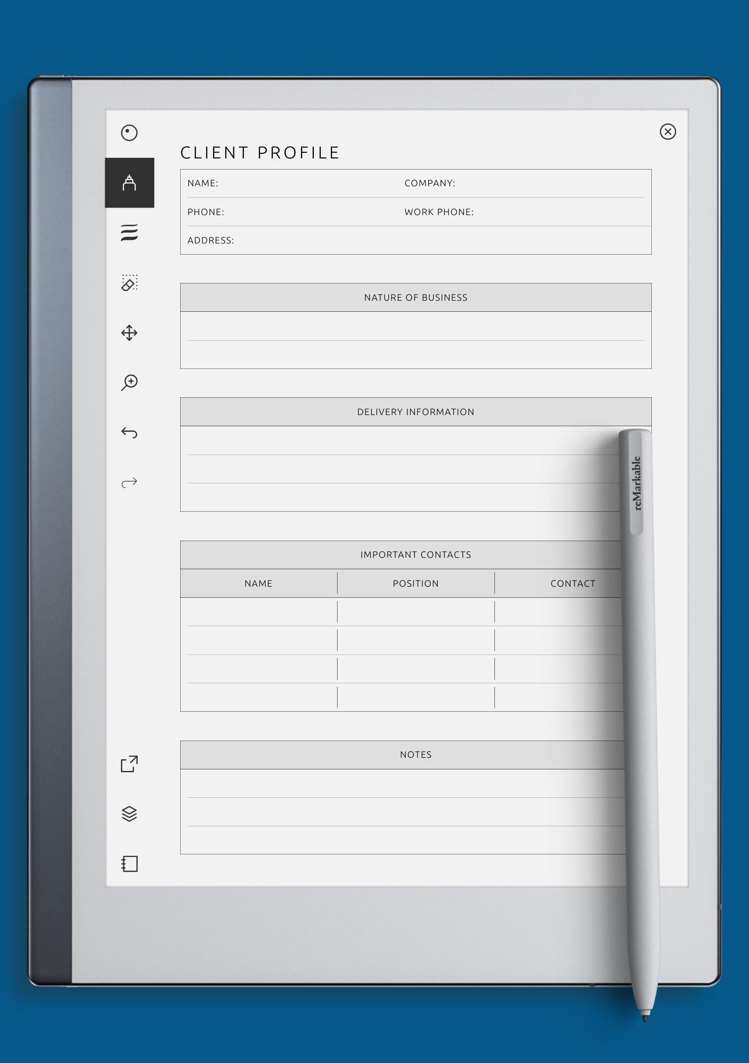 Client Profile Template Customizable PDF For Easy Tracking