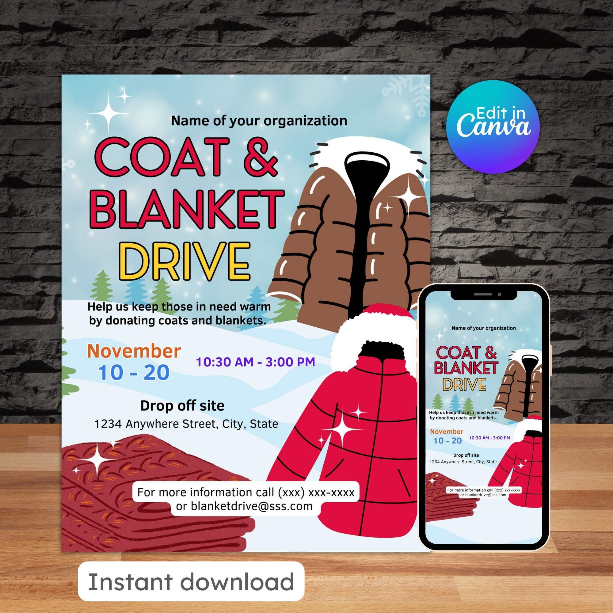Printable Coat Drive Flyer Template Free