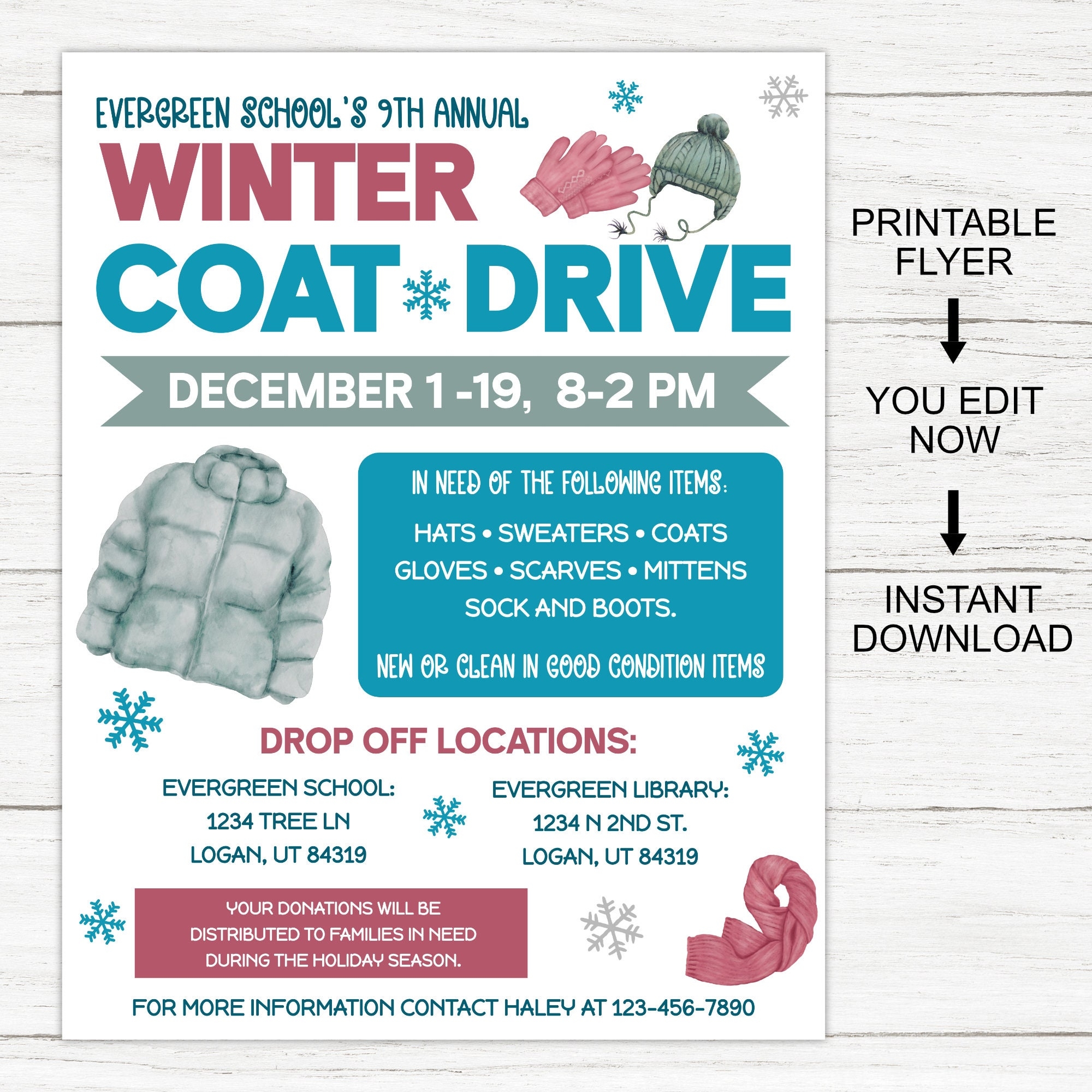 Coat Drive Flyer Winter Coat Drive Coat Drive Template Clothing 