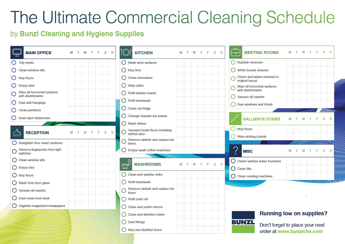 Commercial Cleaning Schedule Template BUNZL Cleaning U0026 Hygiene 