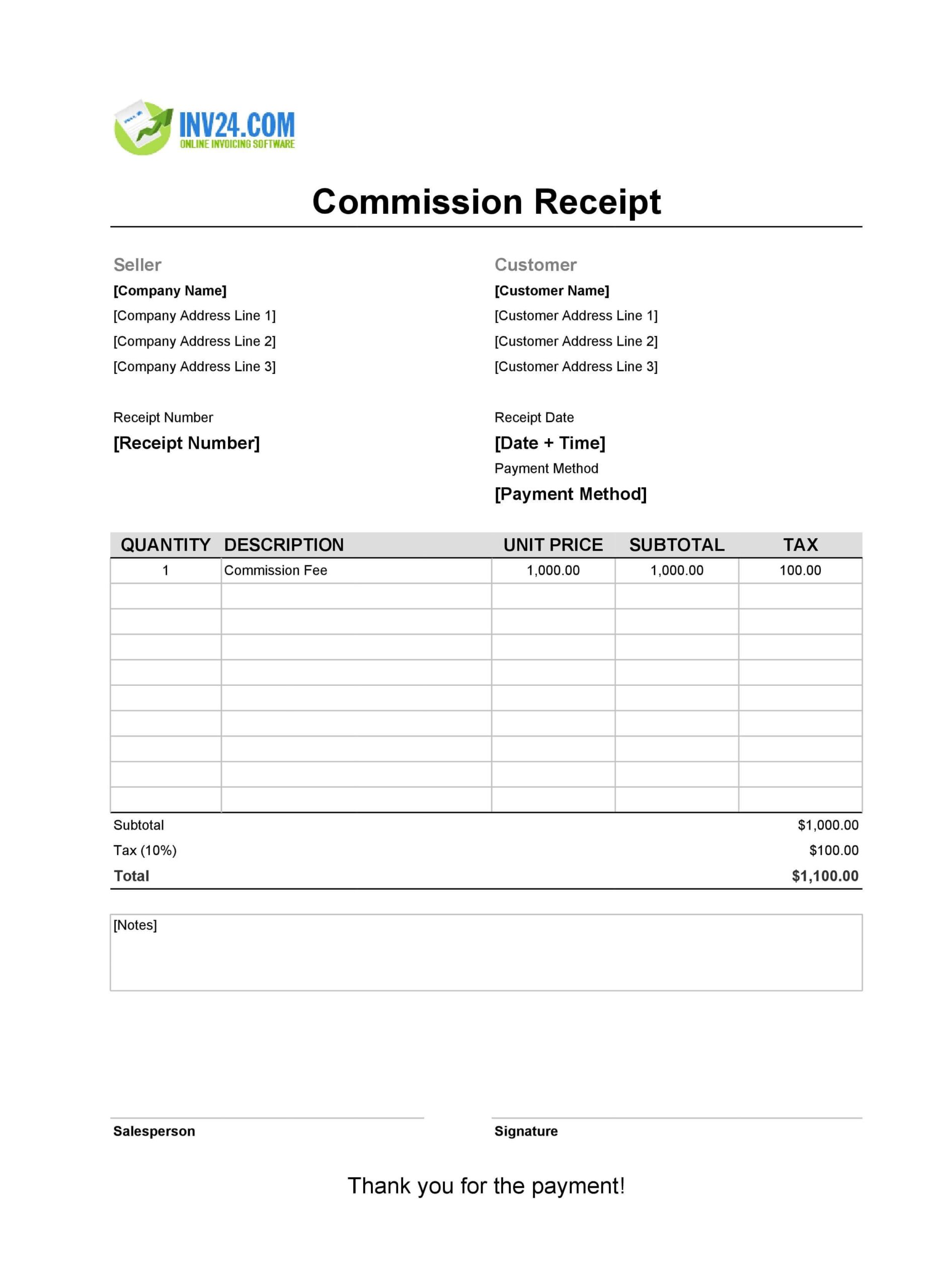 Commission Slip Template