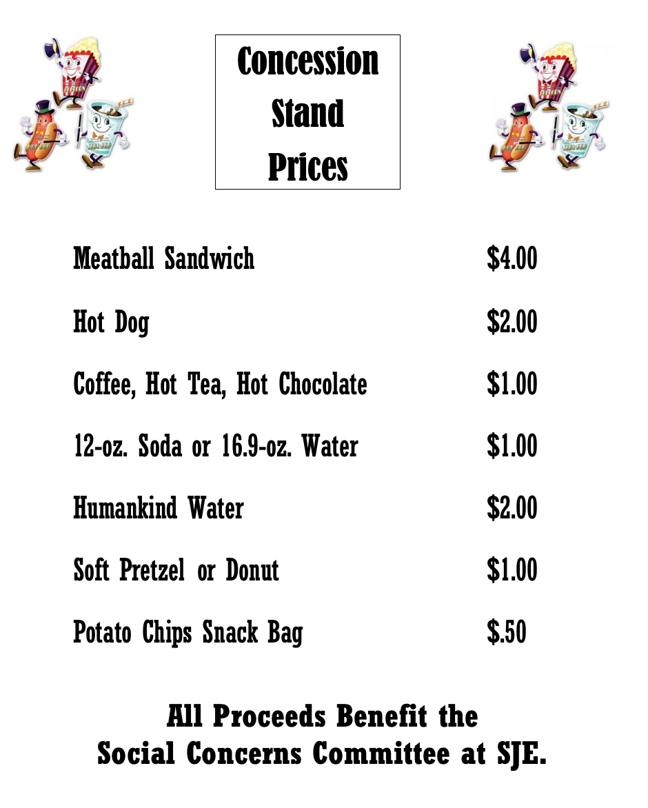 Concession Stand Price List Template