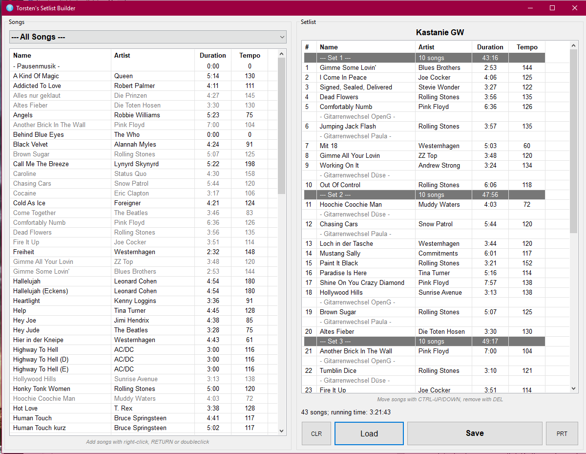 Creating Set Lists Related Cantabile Community