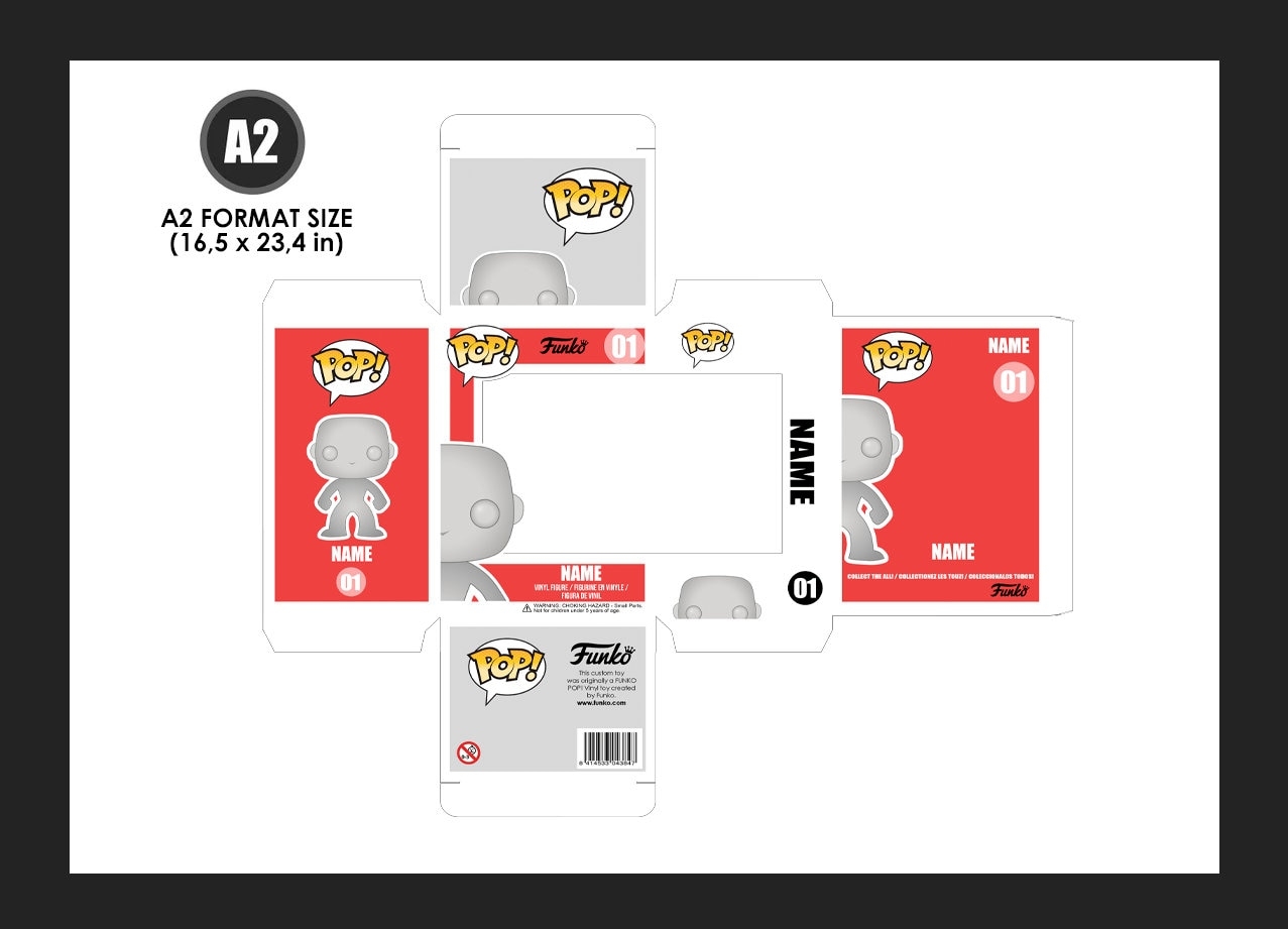 Custom Funko POP Box Template Digital Funko POP Box Mockup Editable Photoshop Files A4 A3 A2 Etsy