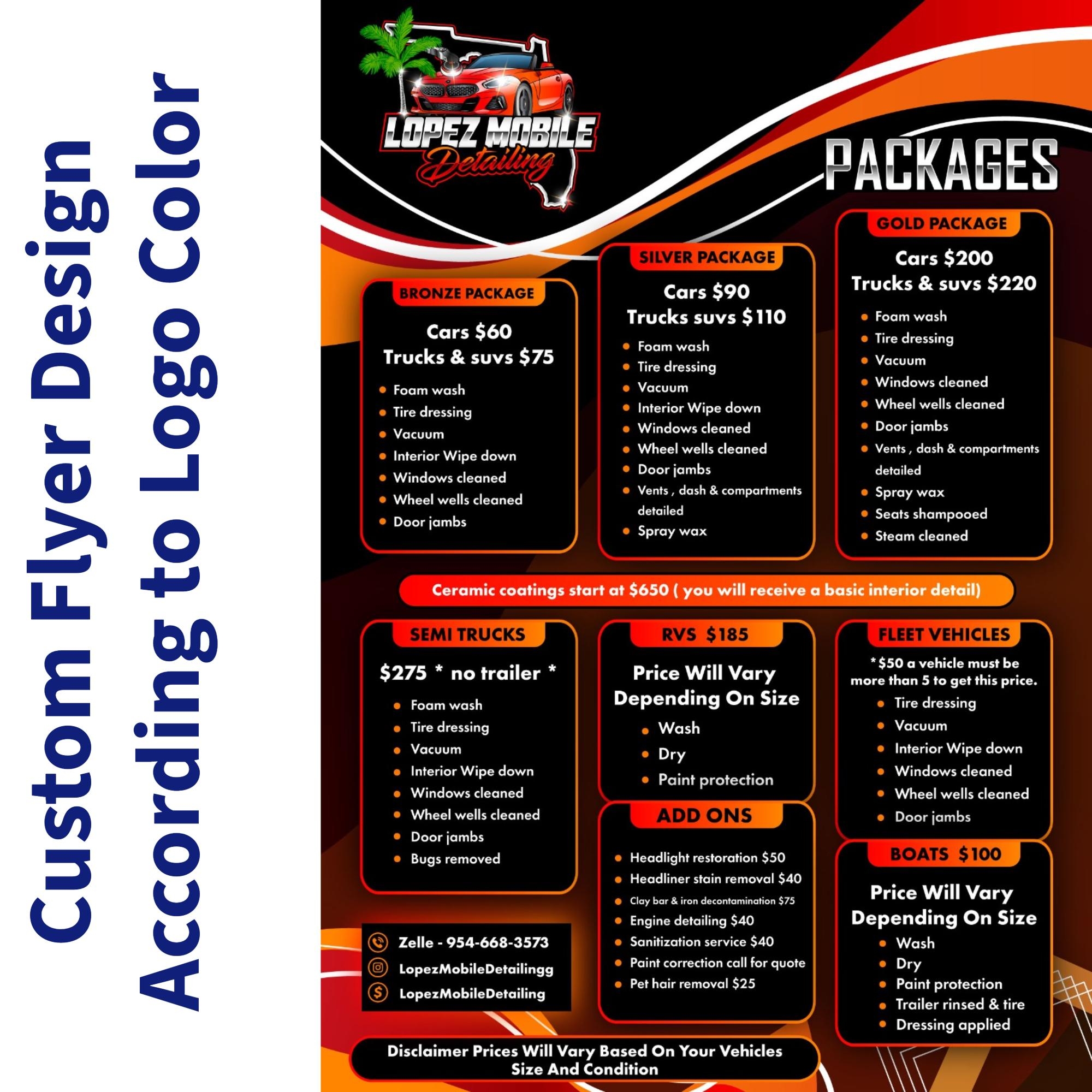 Mobile Detailing Price List Template
