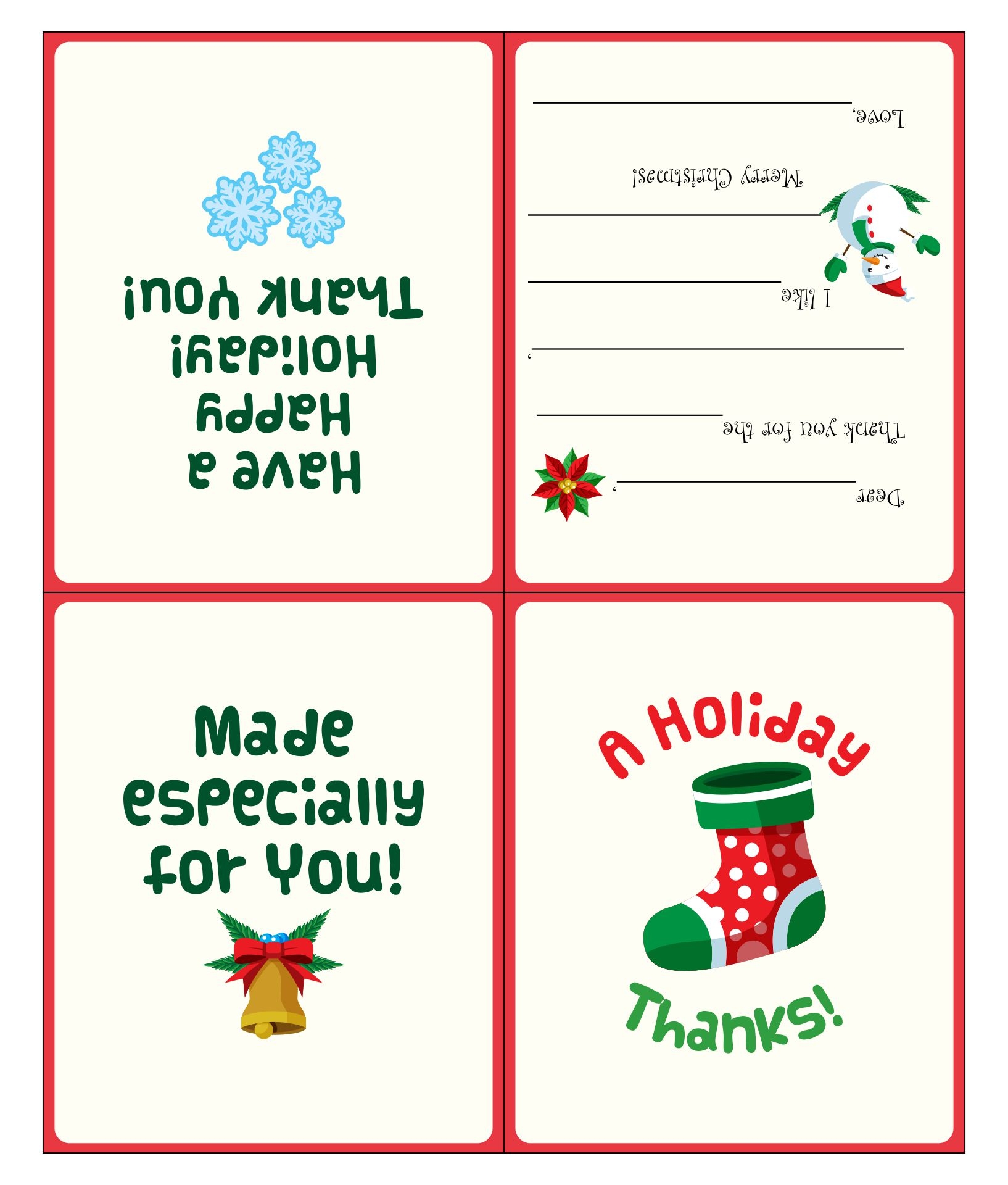 Cute Christmas Cards Quarter Fold 10 Free PDF Printables 