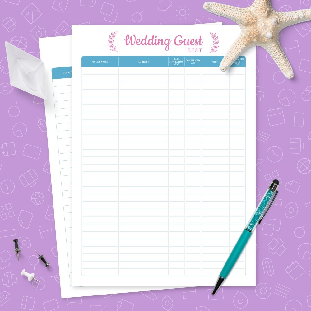Free Wedding Guest List Template