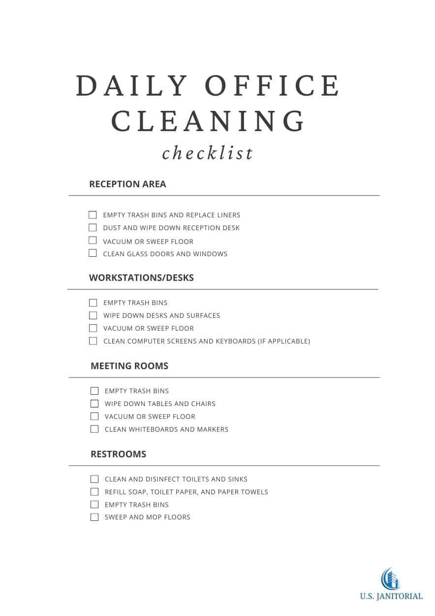 Daily Office Cleaning Checklist U S Janitorial Services