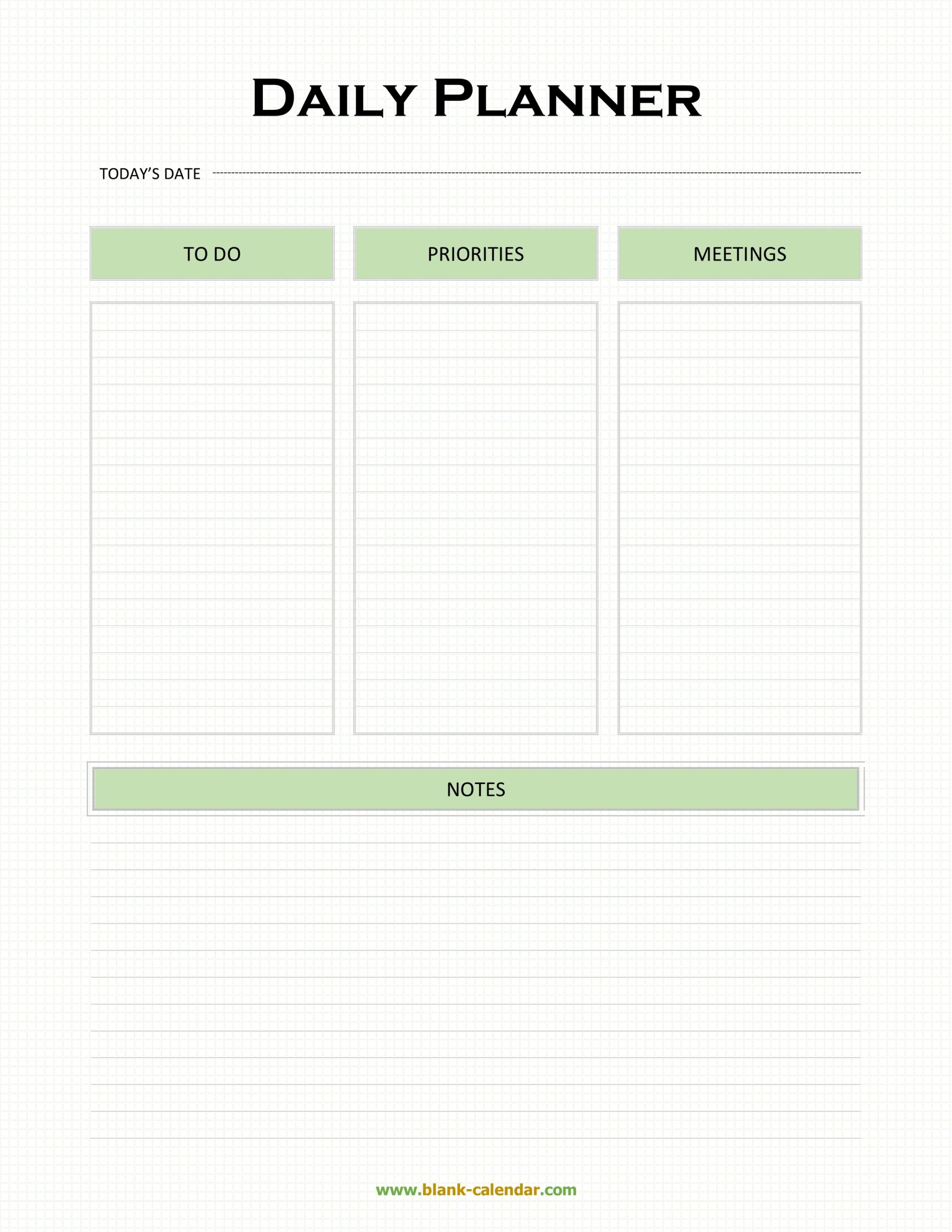 Printable Blank Daily Calendar