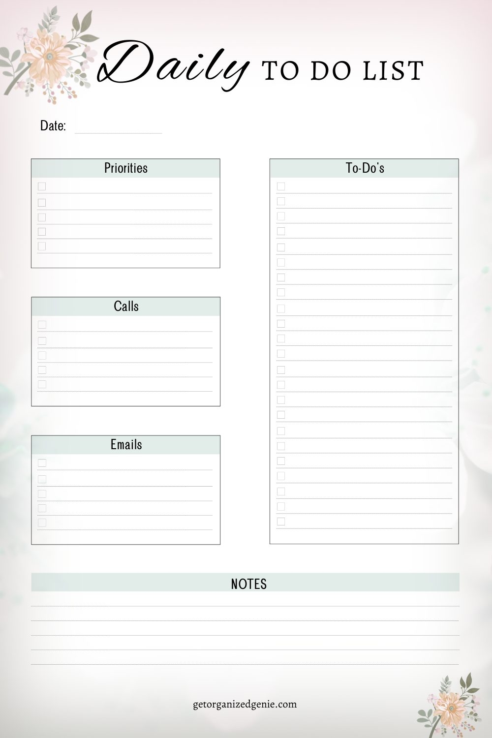Daily To Do List Template
