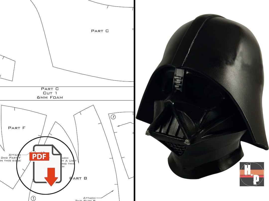 Darth Vader Helmet Foam Template Wearable Darth Vader Mask From Star Wars A New Hope EVA Foam Pattern Etsy