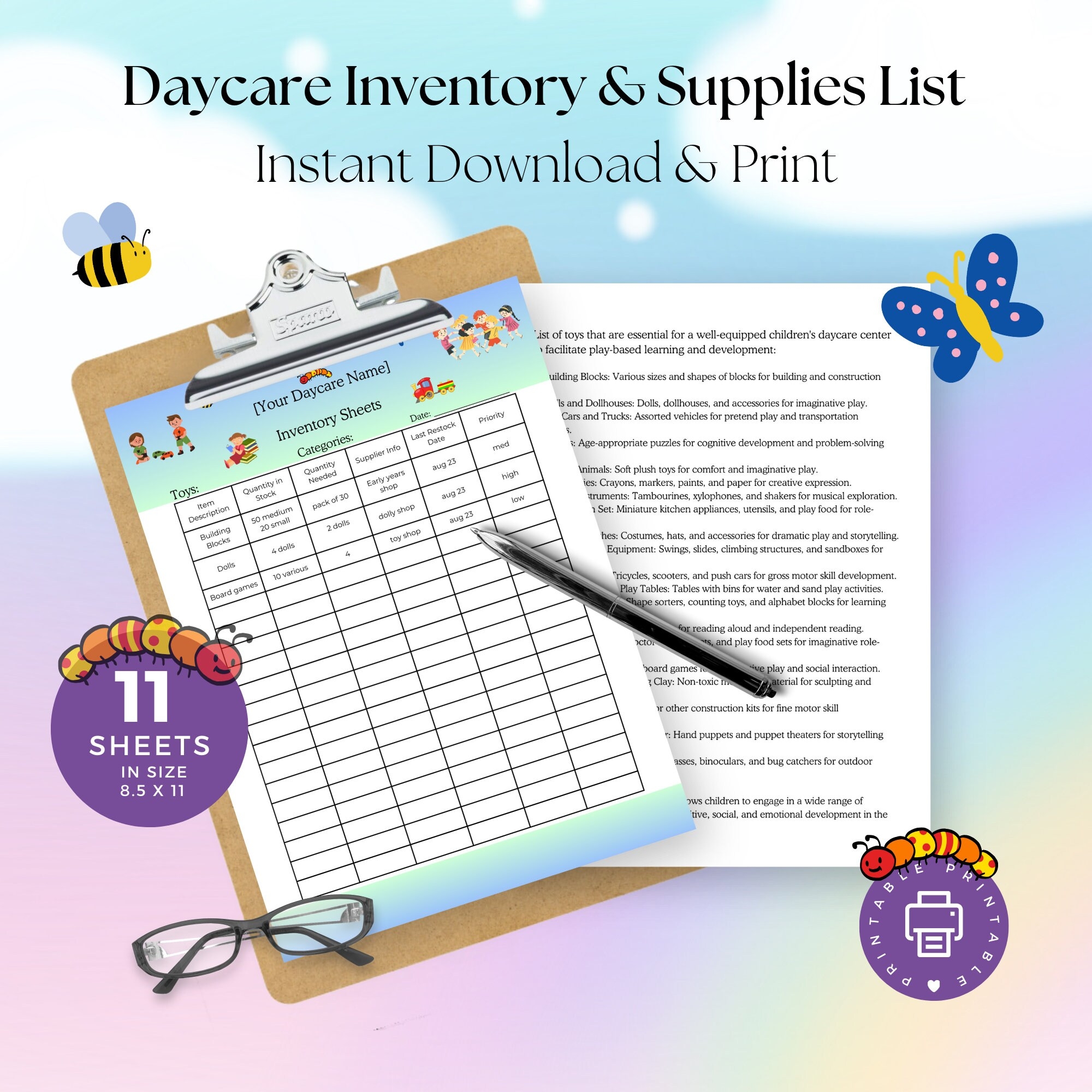 Daycare Supply List Template
