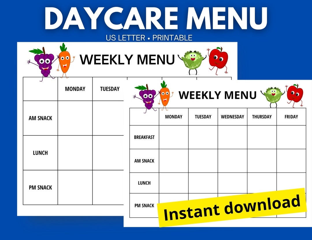 Daycare Good Menu Planner