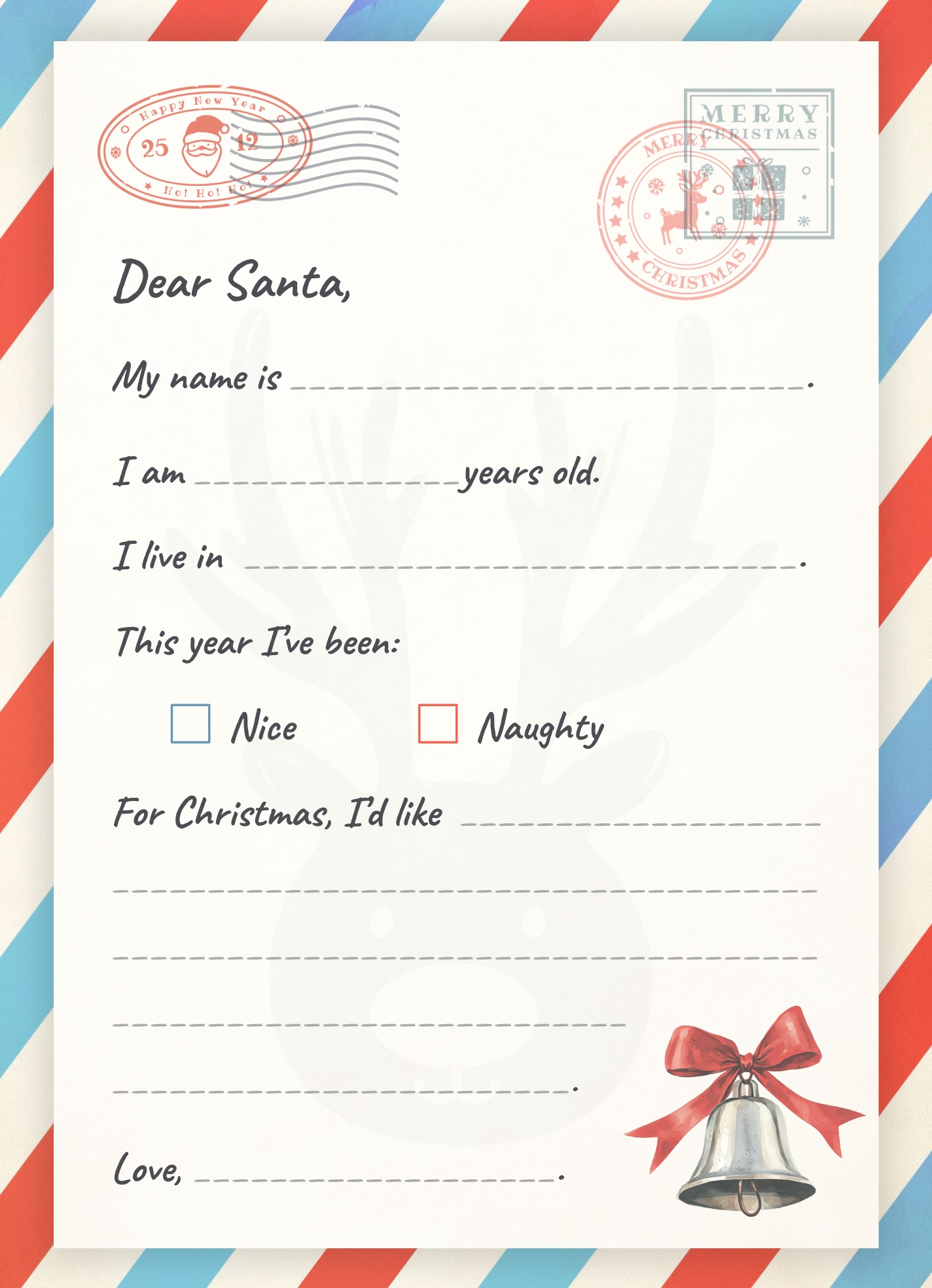 Dear Santa List Template
