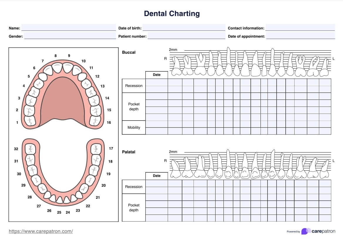Printable Dental Charting Template