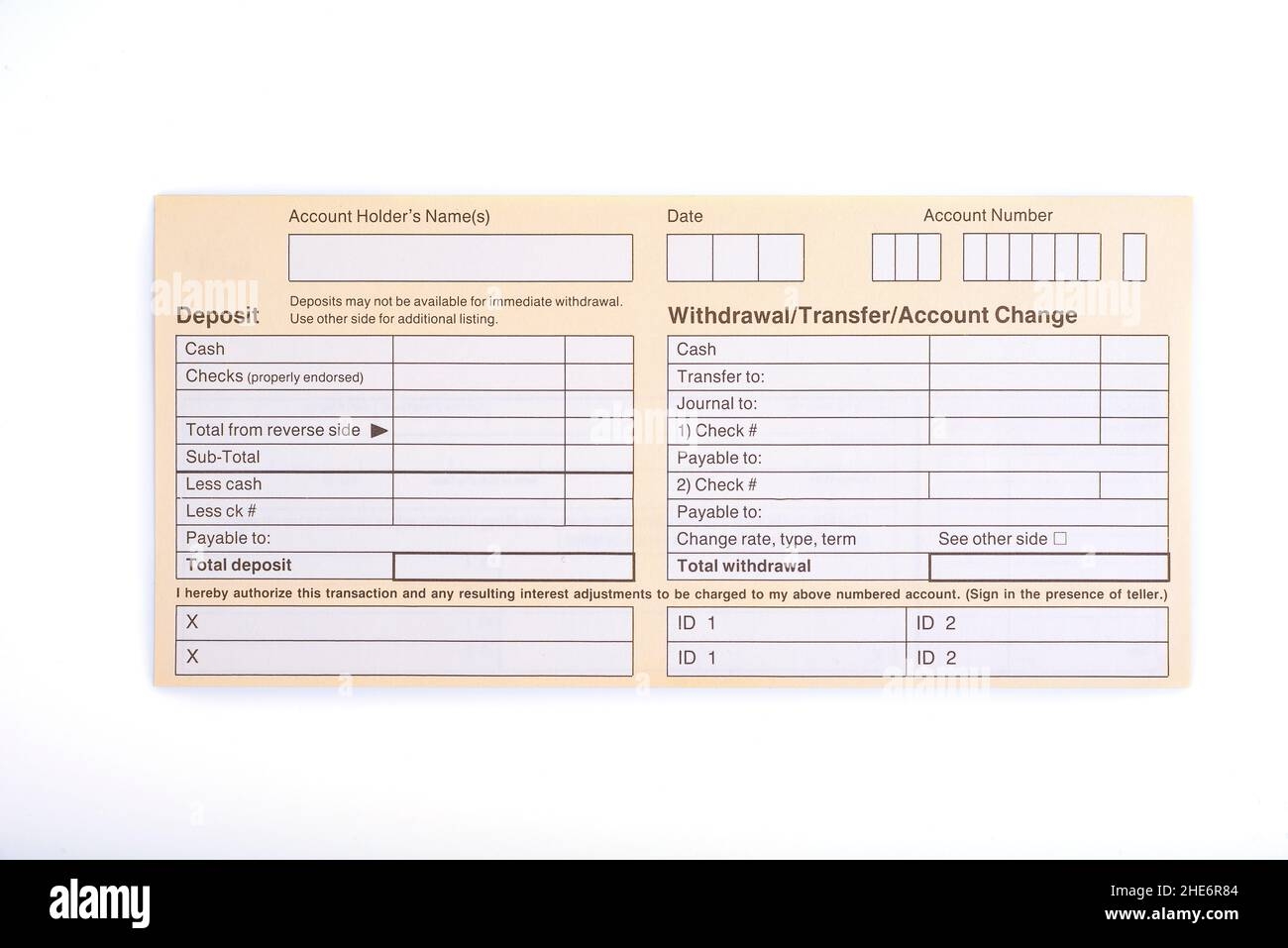 Withdrawal Slip Template