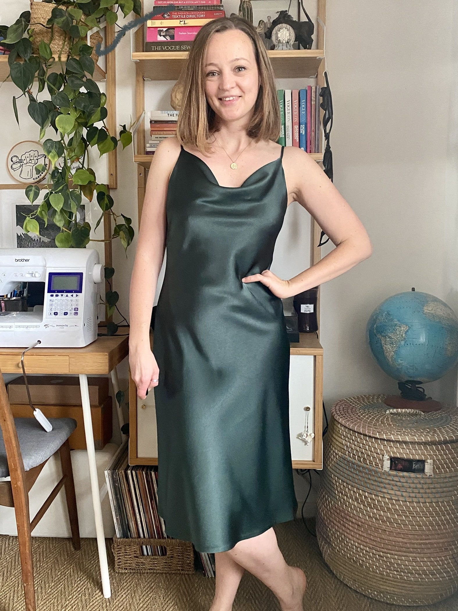 Diary Of A Chain Stitcher Green Satin Christmas Sicily Slip Dress