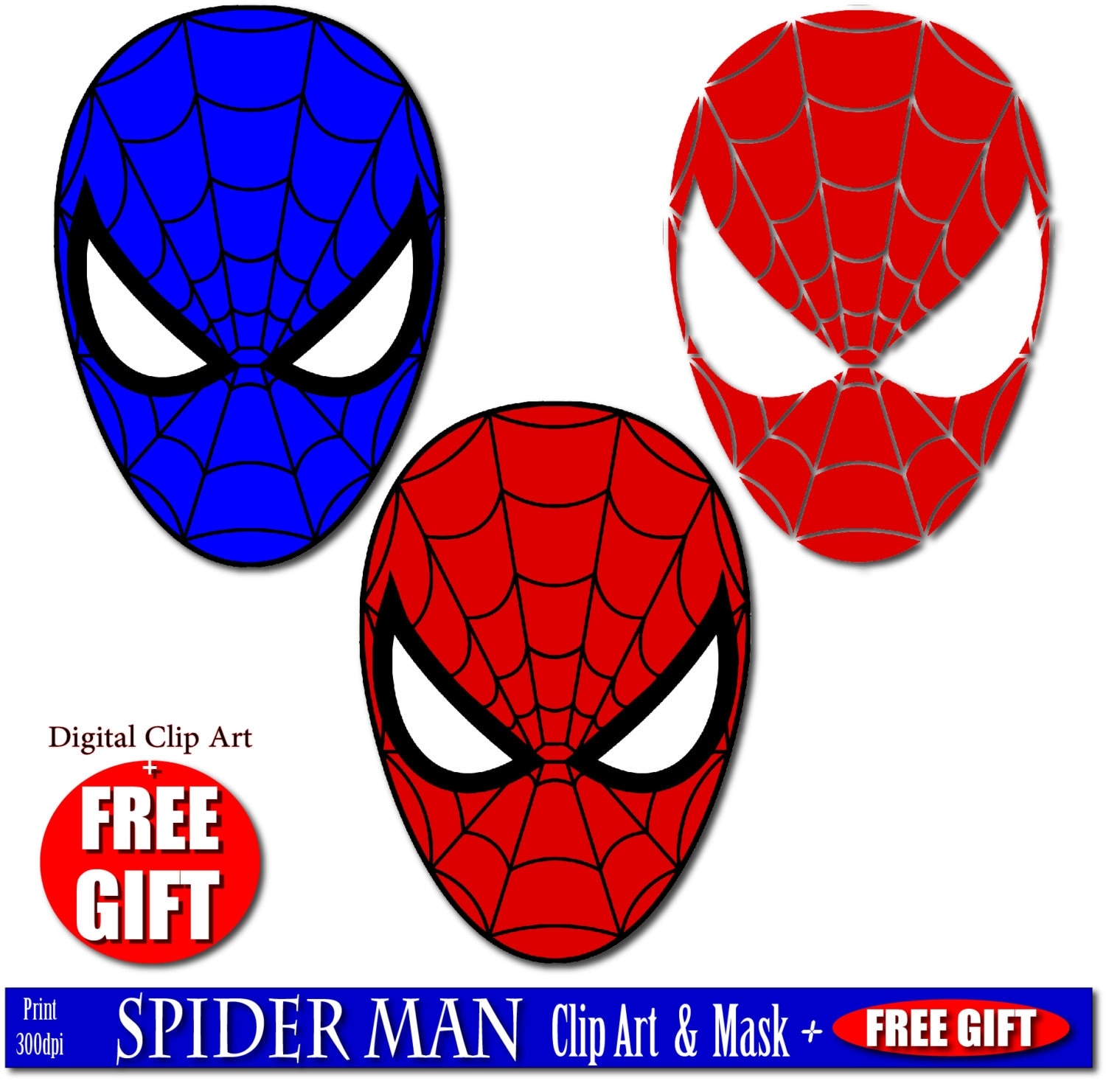 Digital Clip Art Spiderman Mask Superhero Party Masks Clipart 