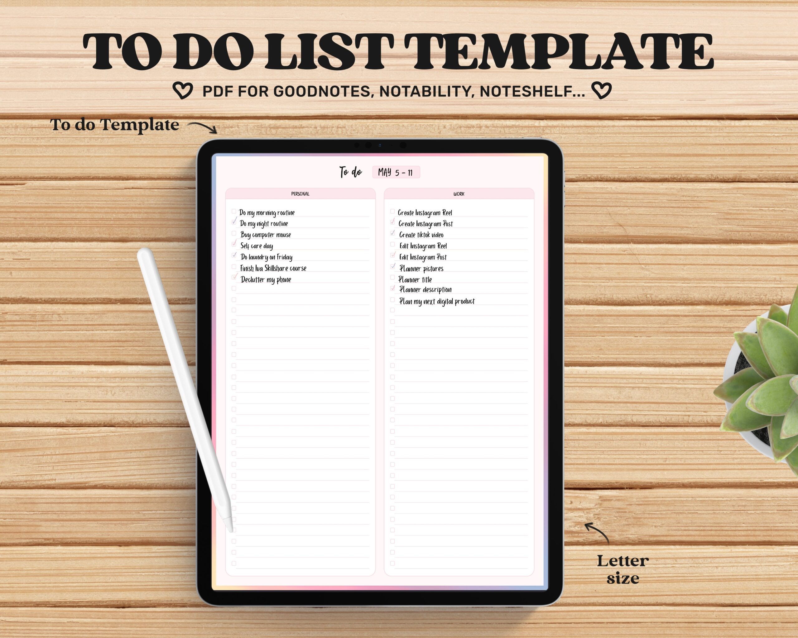 Digital To Do List Goodnotes Template Cute To Do List Pdf IPad 