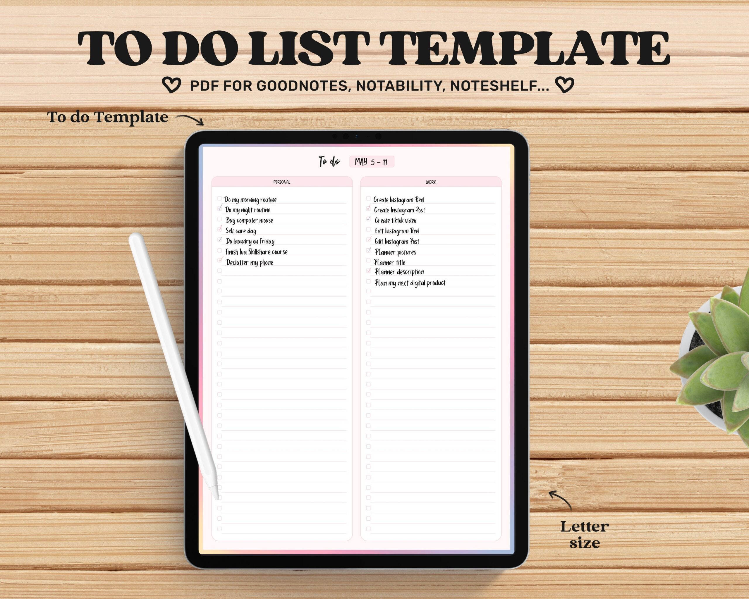 Digital To Do List Goodnotes Template Cute To Do List Pdf IPad To Do List Notability Template Digital Journal Ipad Goodnotes Pages Etsy