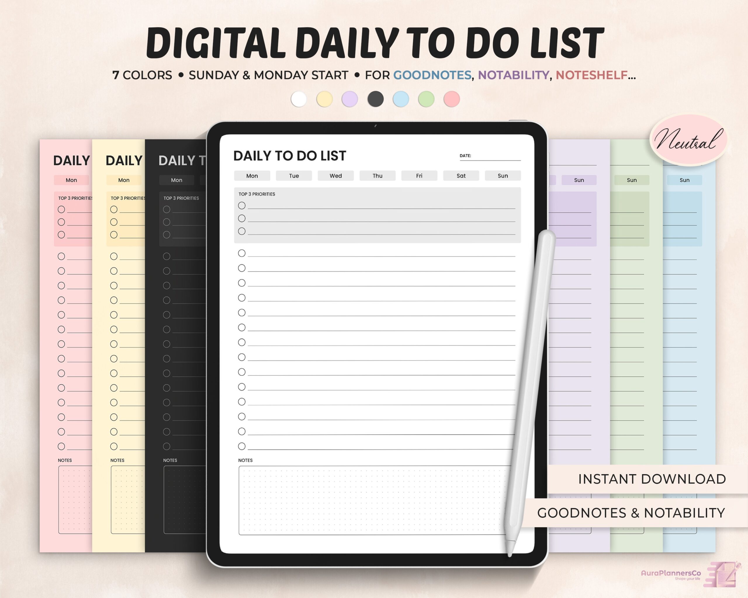 Digital To Do List Goodnotes Template Dark Mode To Do List Page Undated To Do List Template Digital Planner Cute To Do Template PDF Etsy