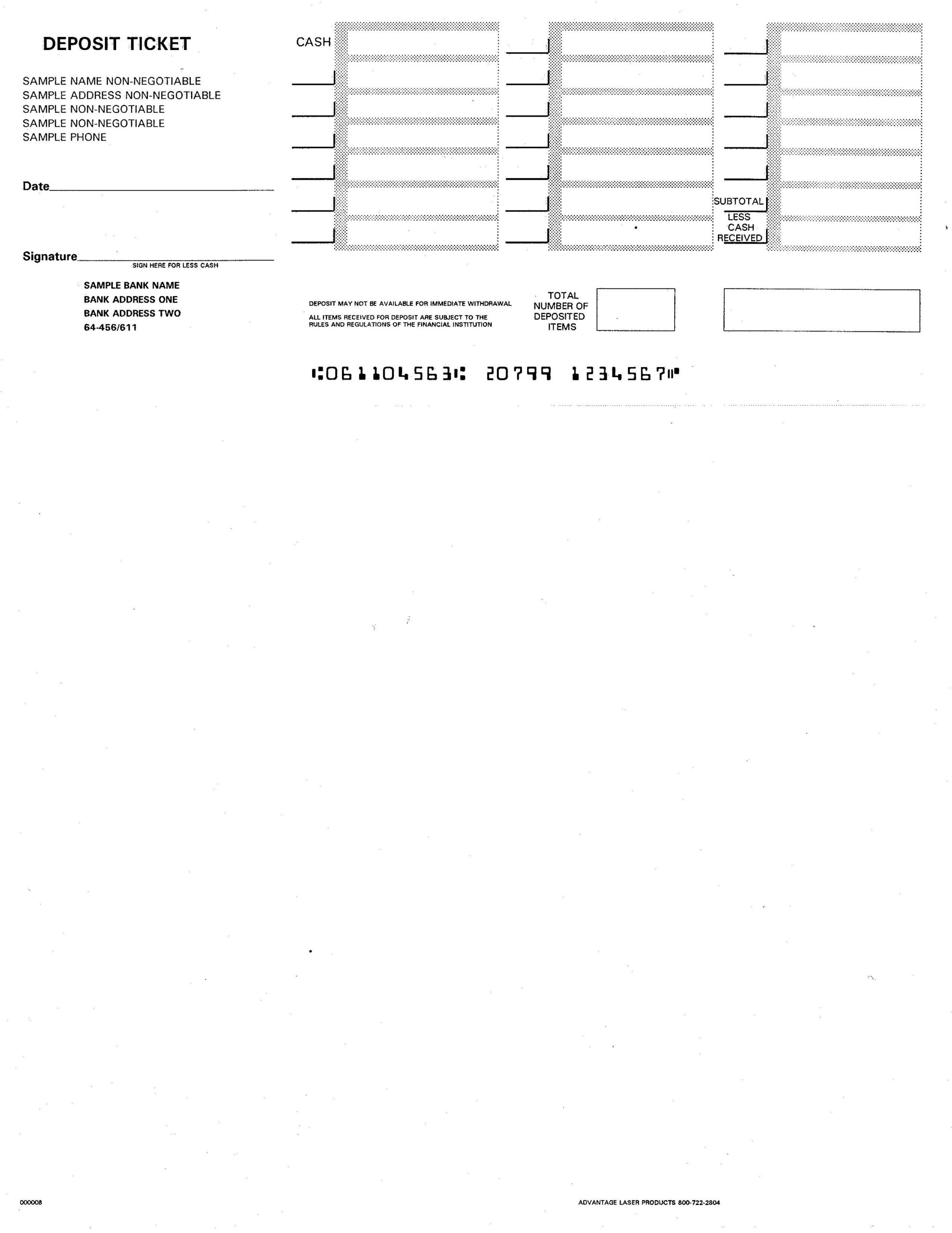 Deposit Slip Template For Quickbooks