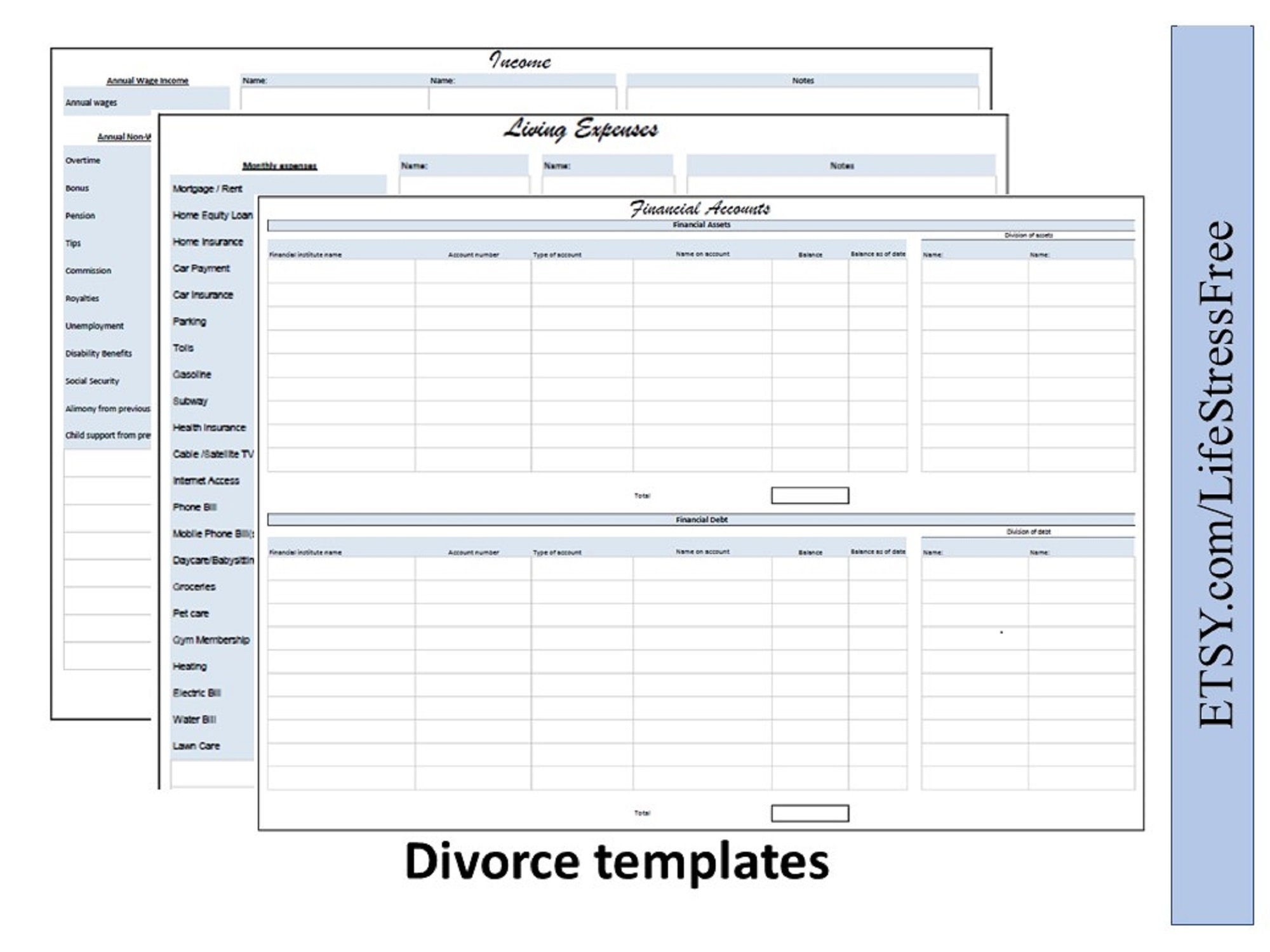 Divorce Planner Divorce Spreadsheet Custody Calendar Child 