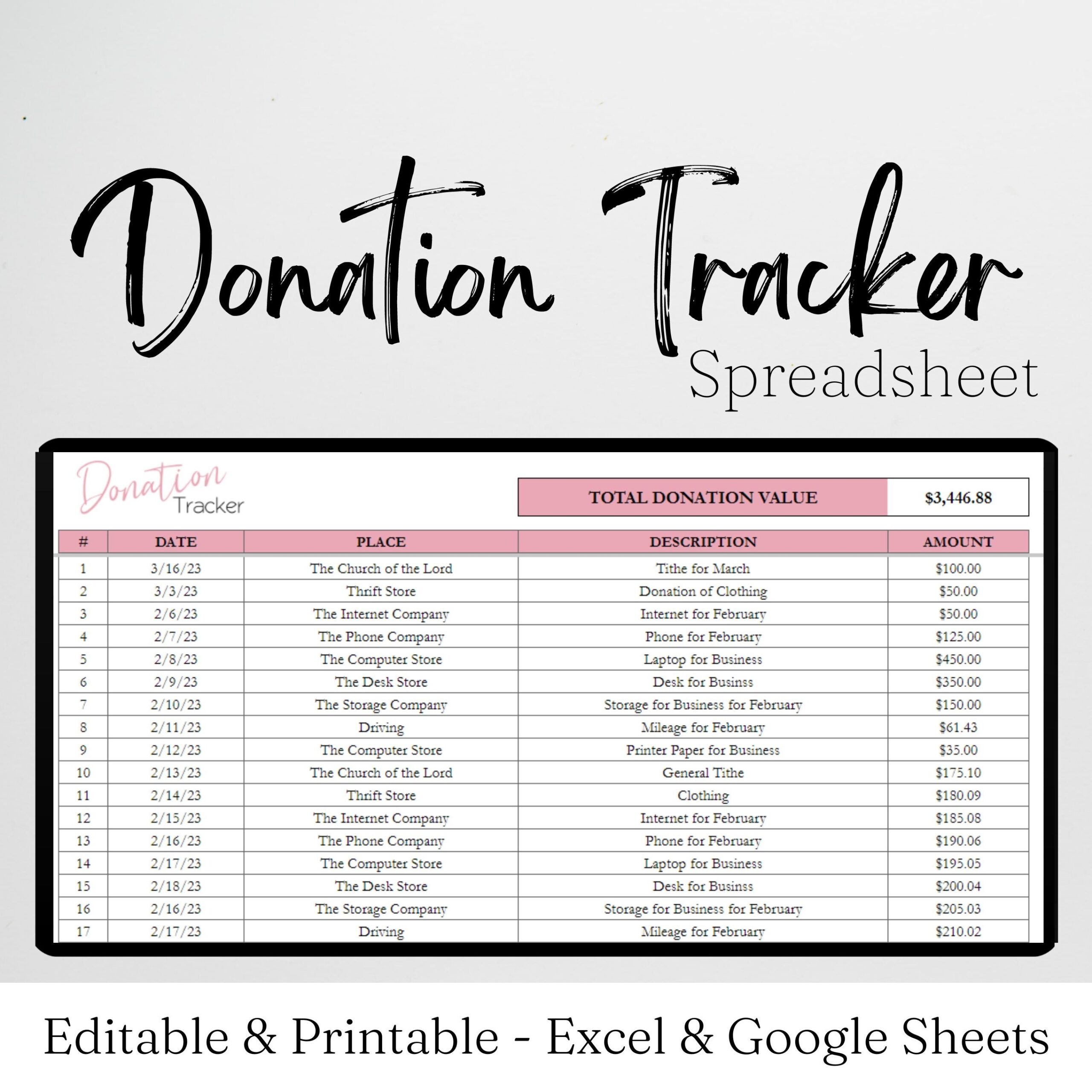 Donor List Template