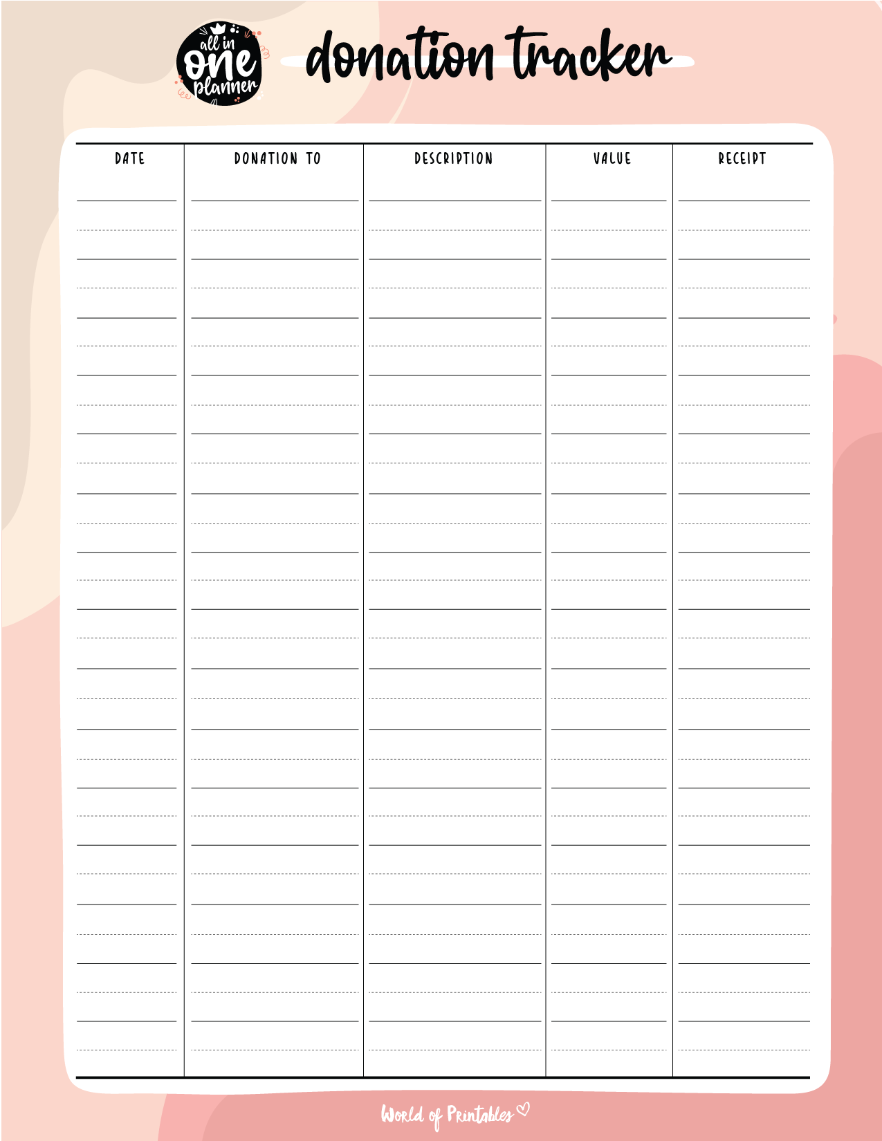 Donation Tracker Templates World Of Printables
